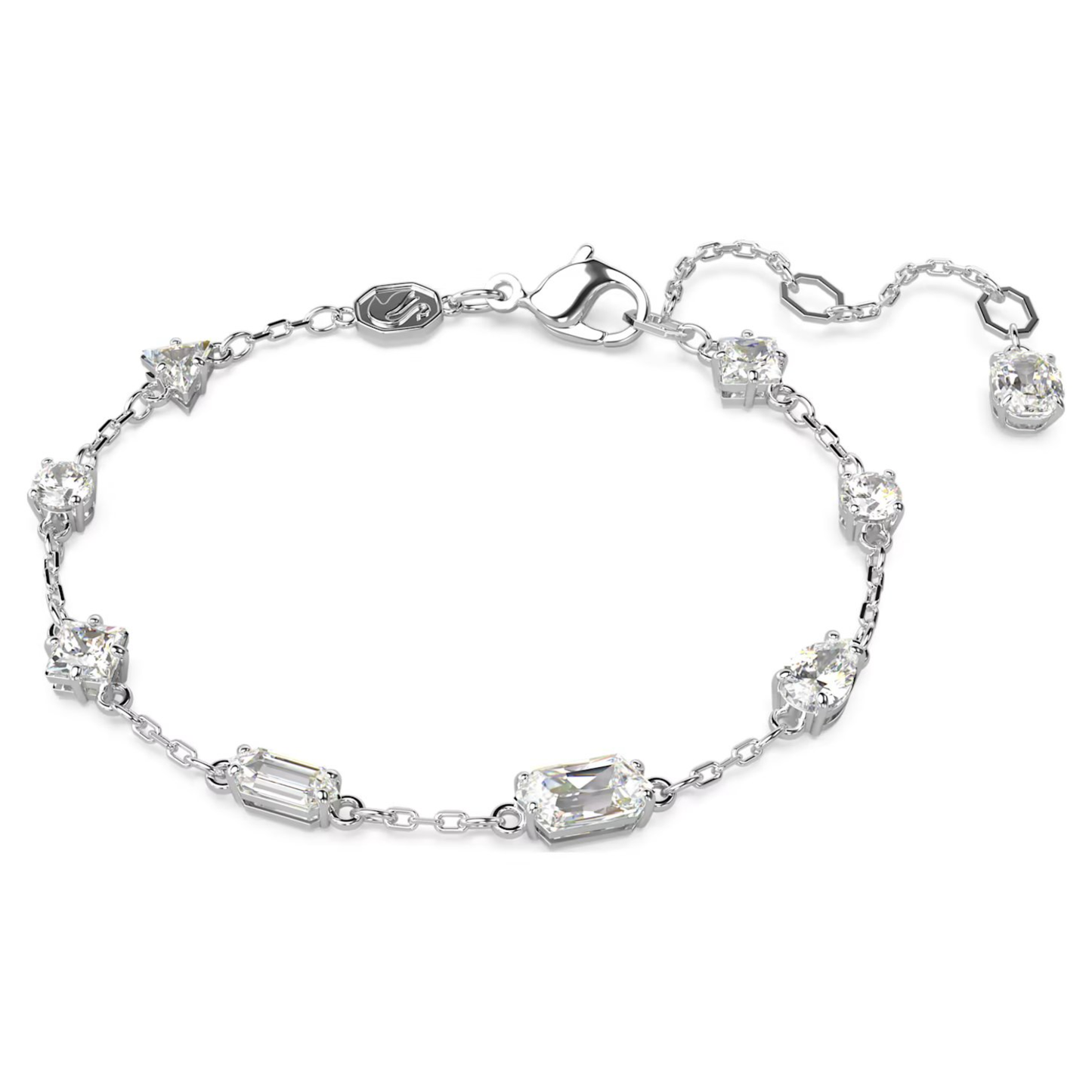 SWAROVSKI MESMERA BRACELET MIXED CUTS, SCATTERED DESIGN, WHITE, RHODIUM PLATED