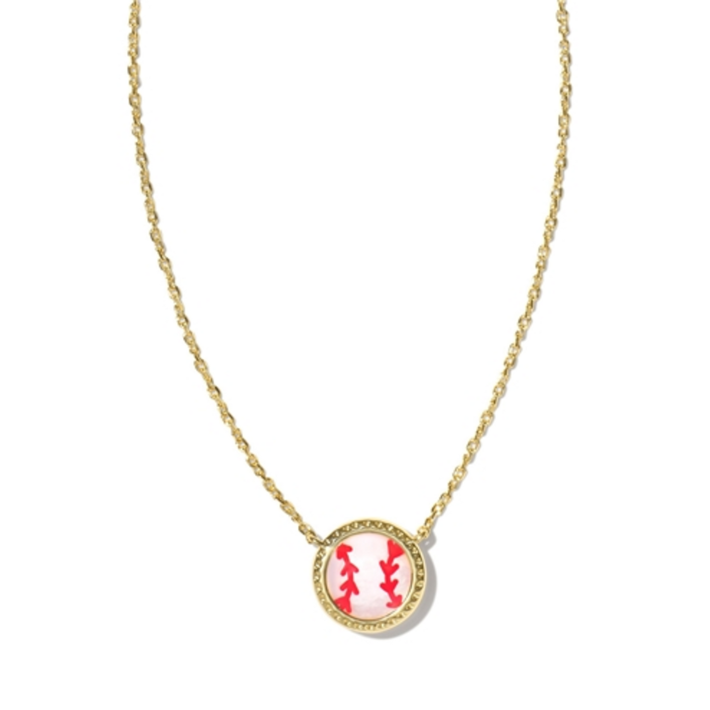 BASEBALL SHORT PENDANT NECKLACE, GOLD IVORY MOTHER OF PEARL