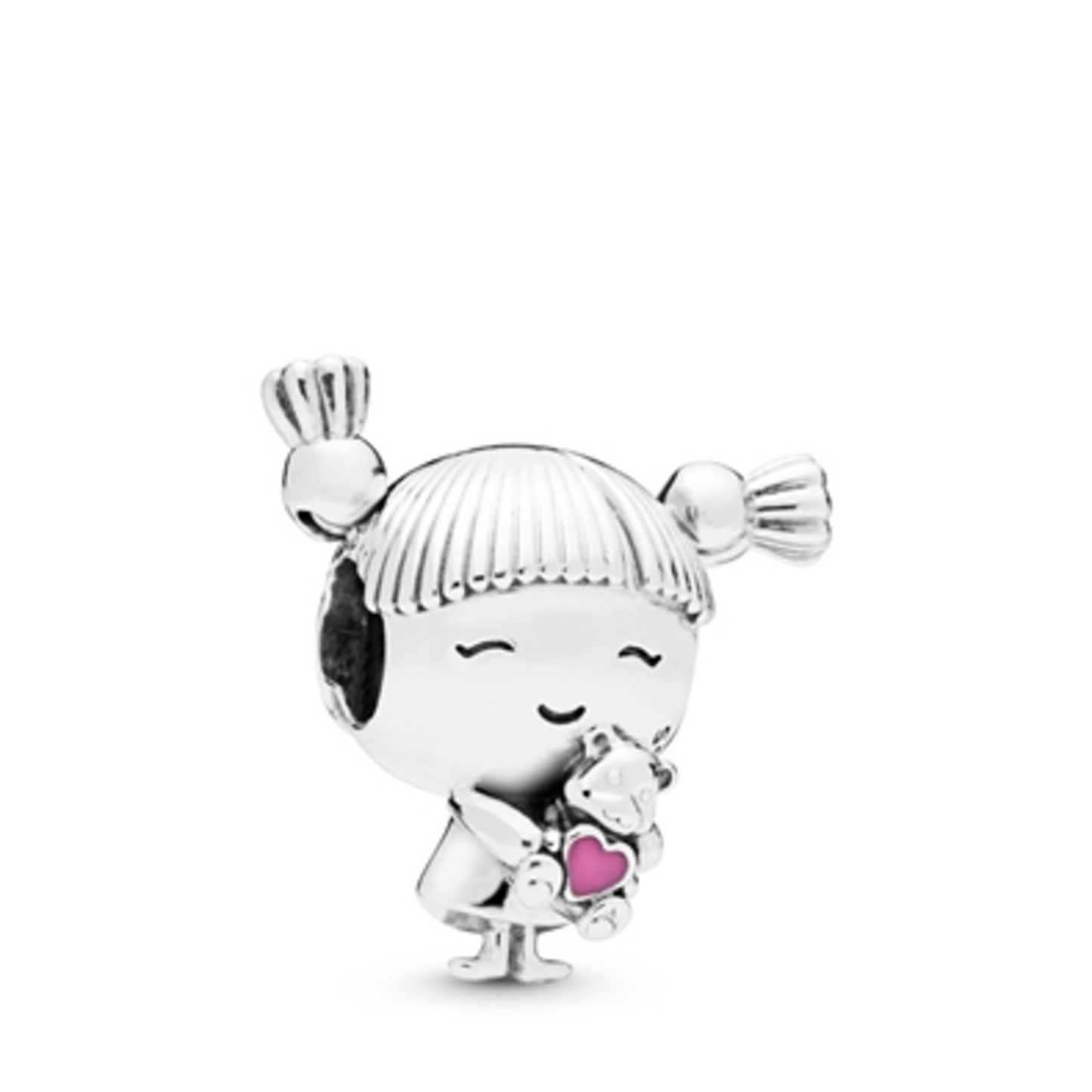 GIRL WITH PIGTAILS CHARM, STERLING SILVER