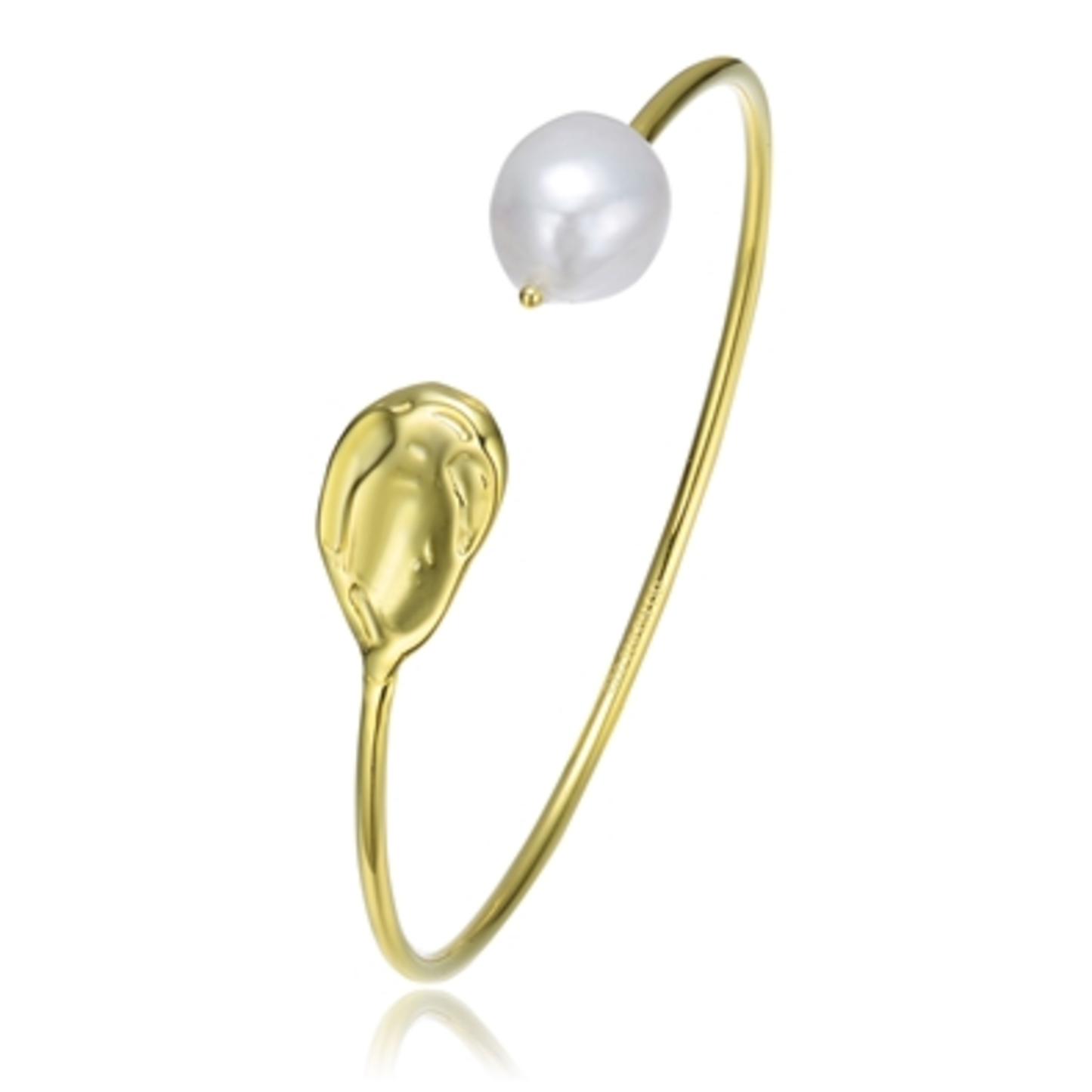 STERLING SILVER GOLD PLATED PEARL CUFF, GOLD, 7.25"