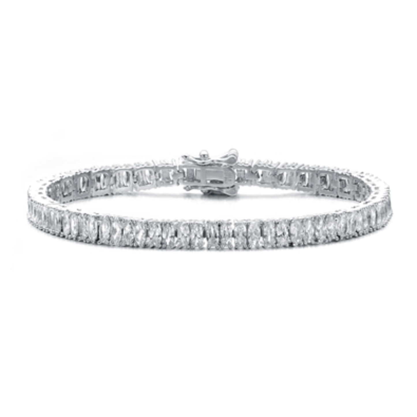 RHODIUM CZ CLASSIC TENNIS BRACELET, CLEAR, 7"