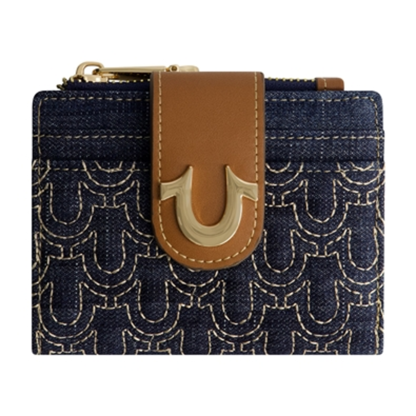 HORSESHOE QUILTED SMALL WALLET, DARK DENIM