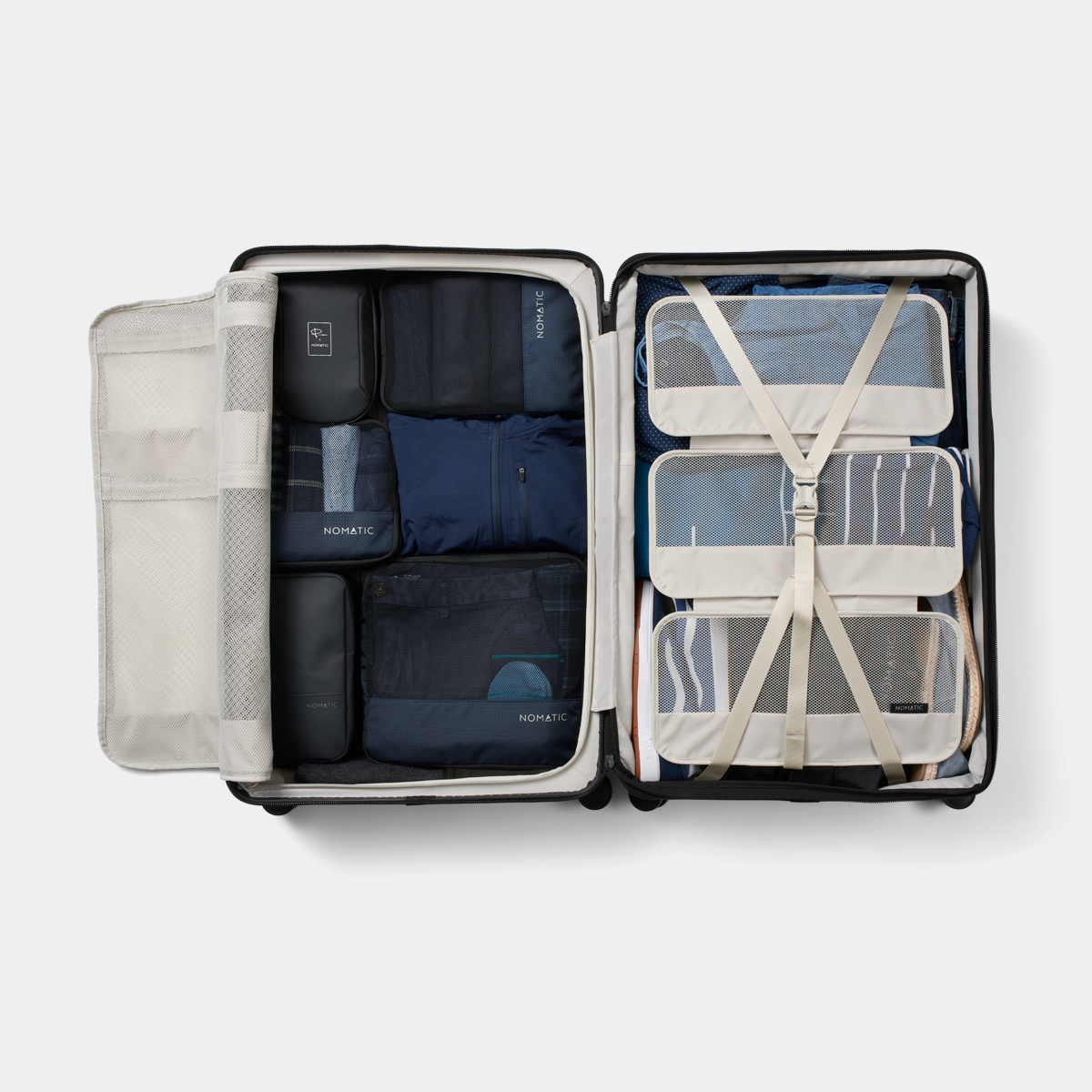 Inside view of the Method Luggage Check-In with packing cubes
#color_navy