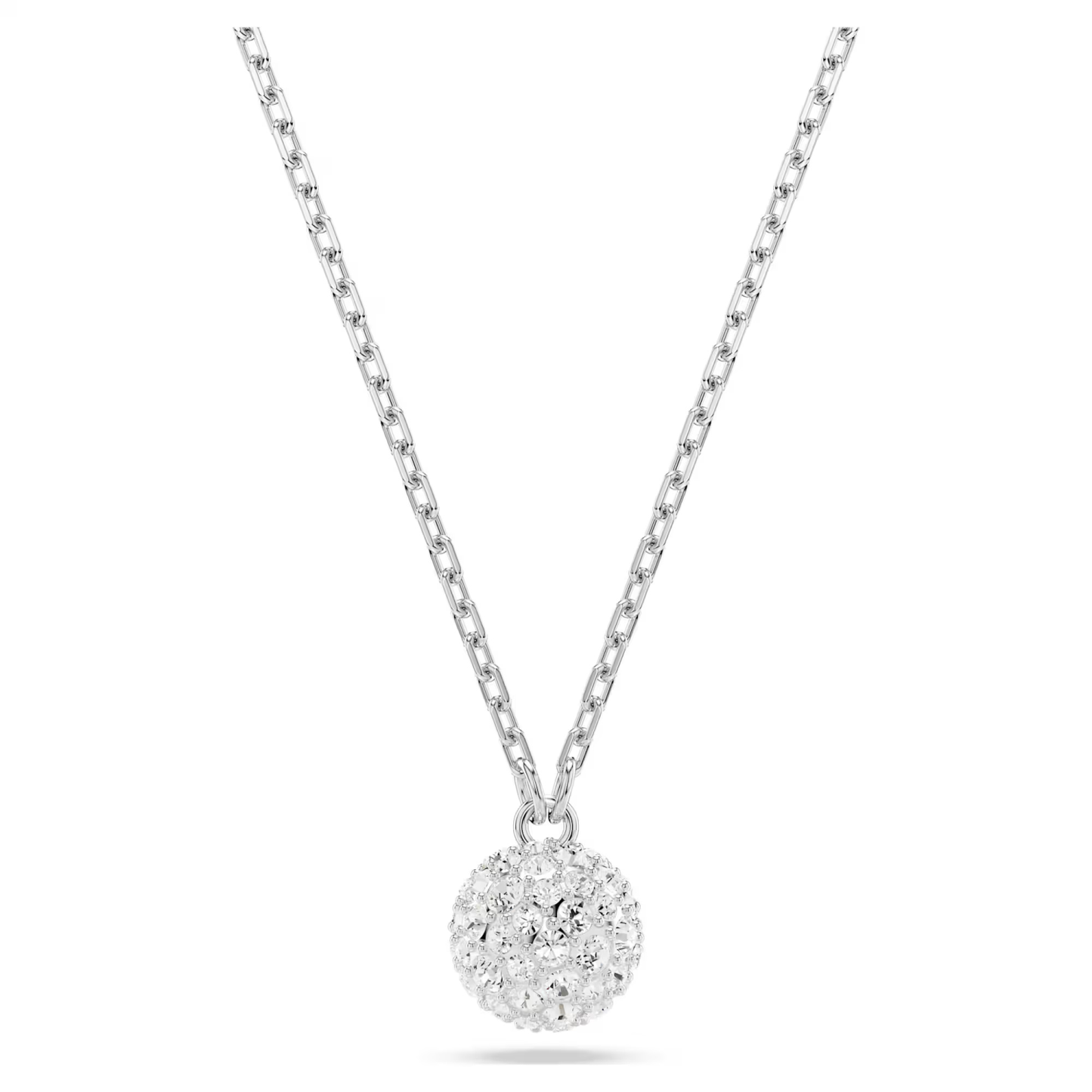SWAROVSKI DEXTERA PENDANT, ROUND CUT, SPHERE, WHITE, RHODIUM PLATED