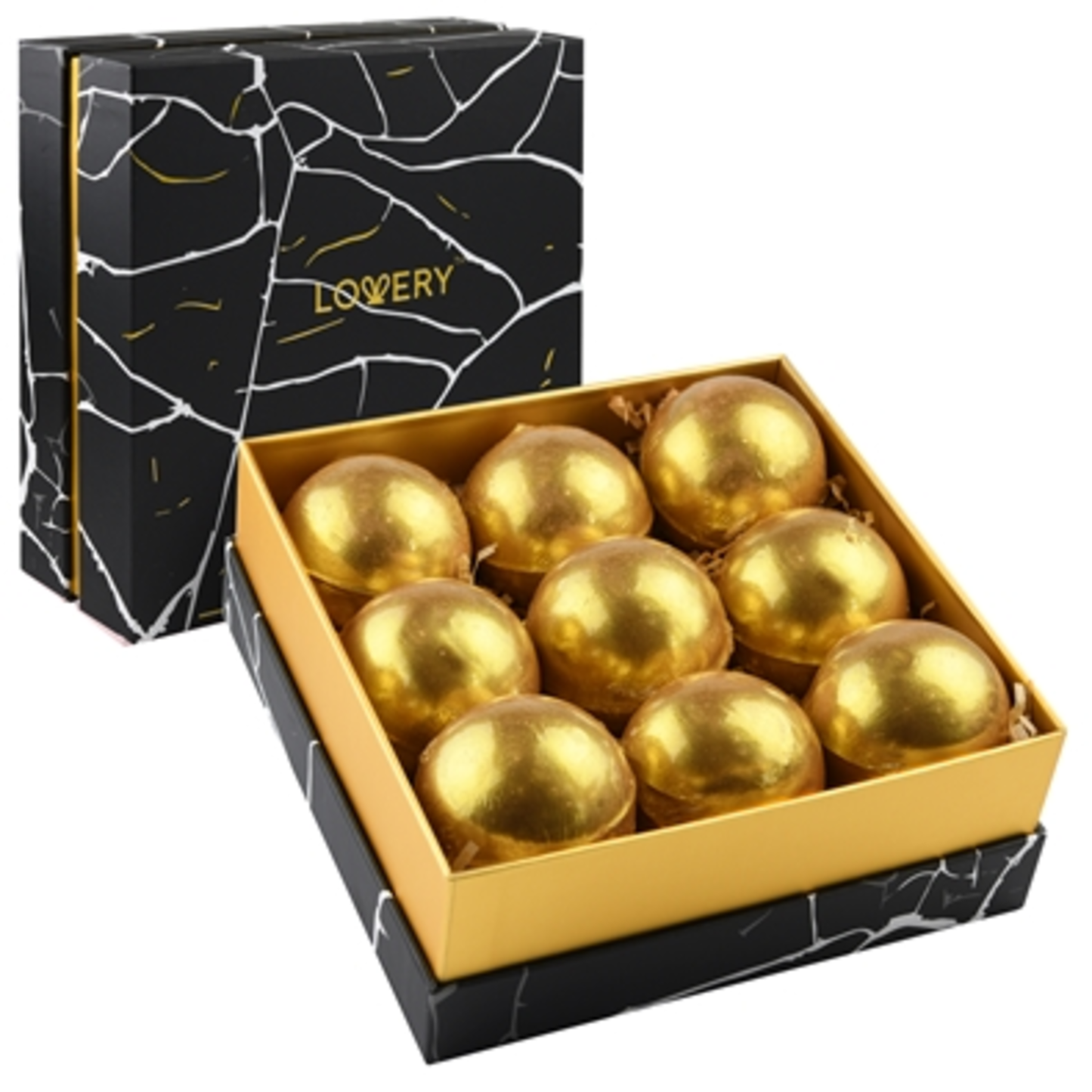 24K GOLD BATH BOMBS GIFT SET, GOLD AND BLACK, 9 PIECES