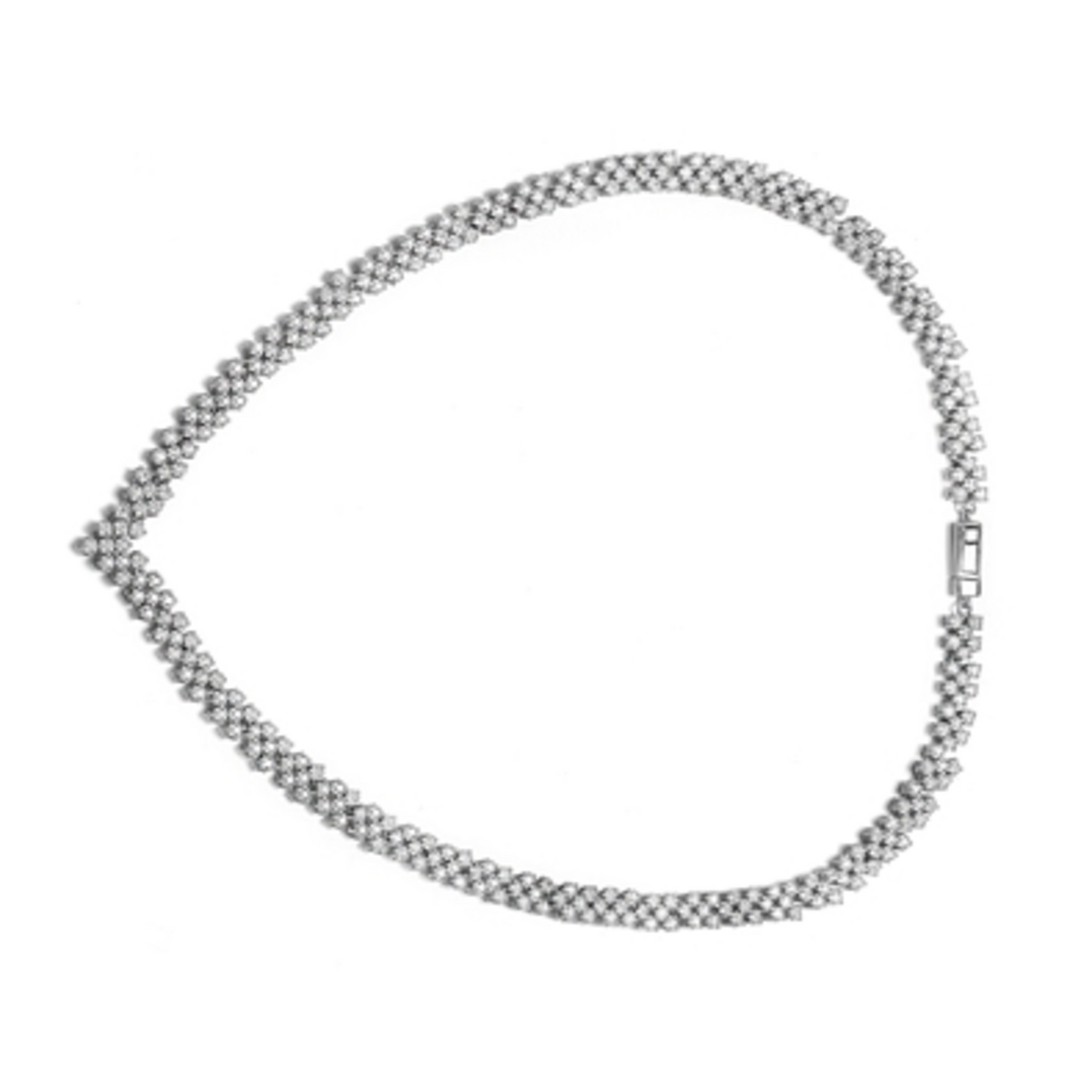 CZ RHODIUM CLASSIC TENNIS NECKLACE, CLEAR, 16''