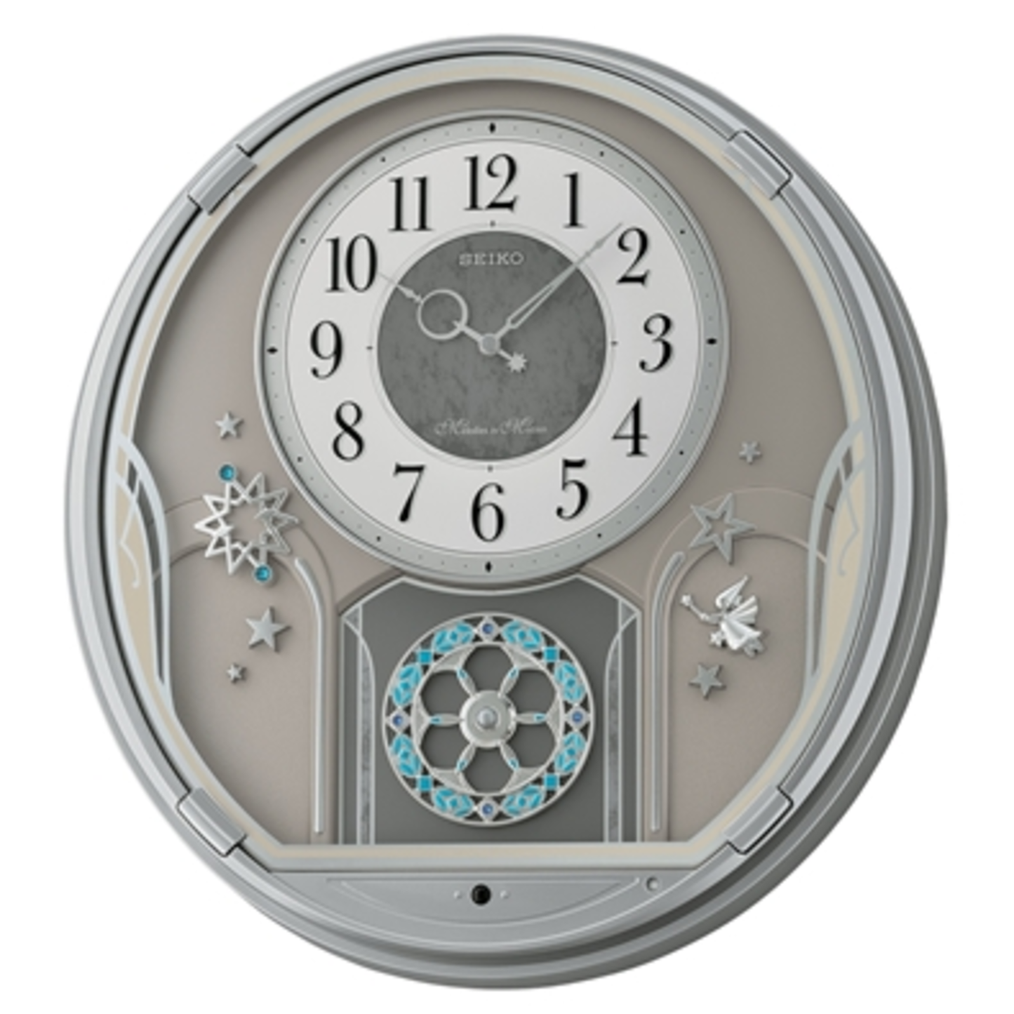 SHOOTING STARS MELODIES IN MOTION CLOCK, SILVER