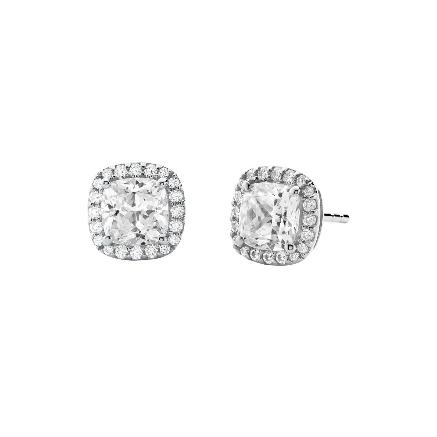 PRECIOUS METAL STERLING SILVER PAVE SQUARE STUD EARRINGS