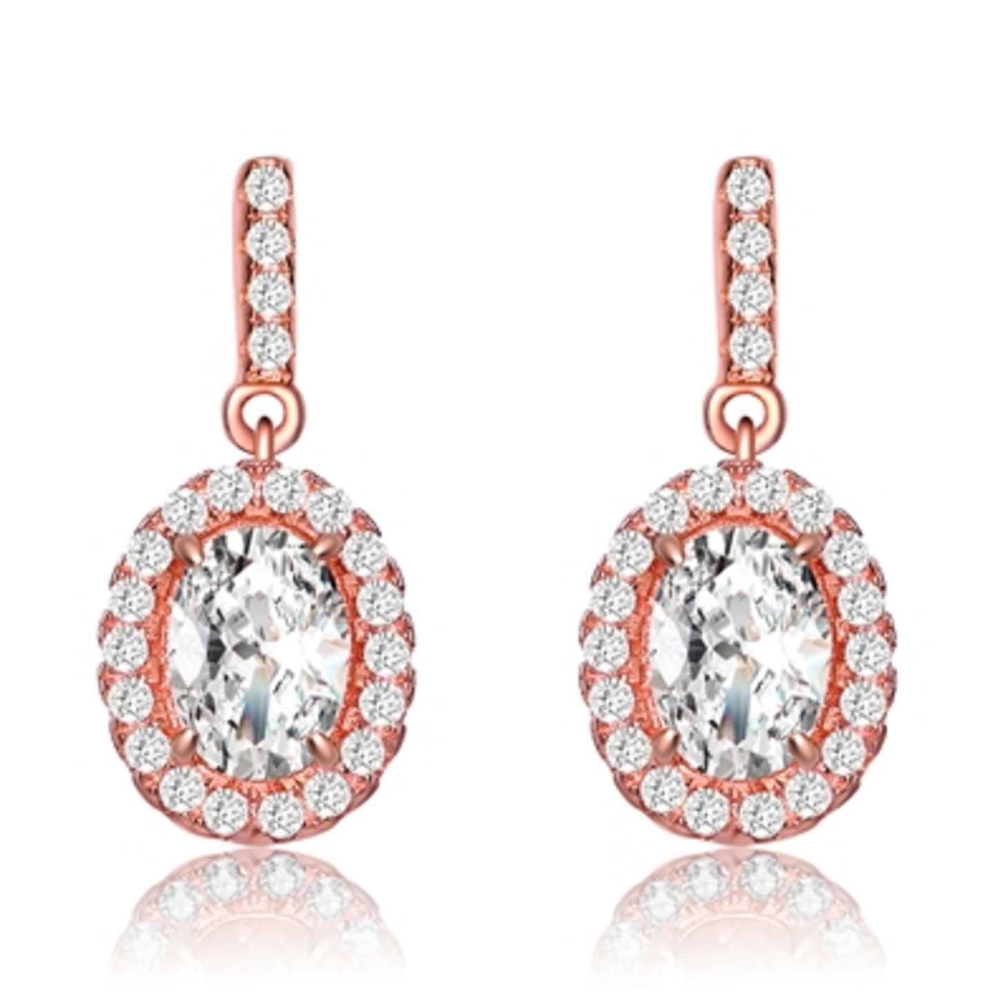 CZ RHODIUM CLASSIC DANGLING EARRINGS, CLEAR