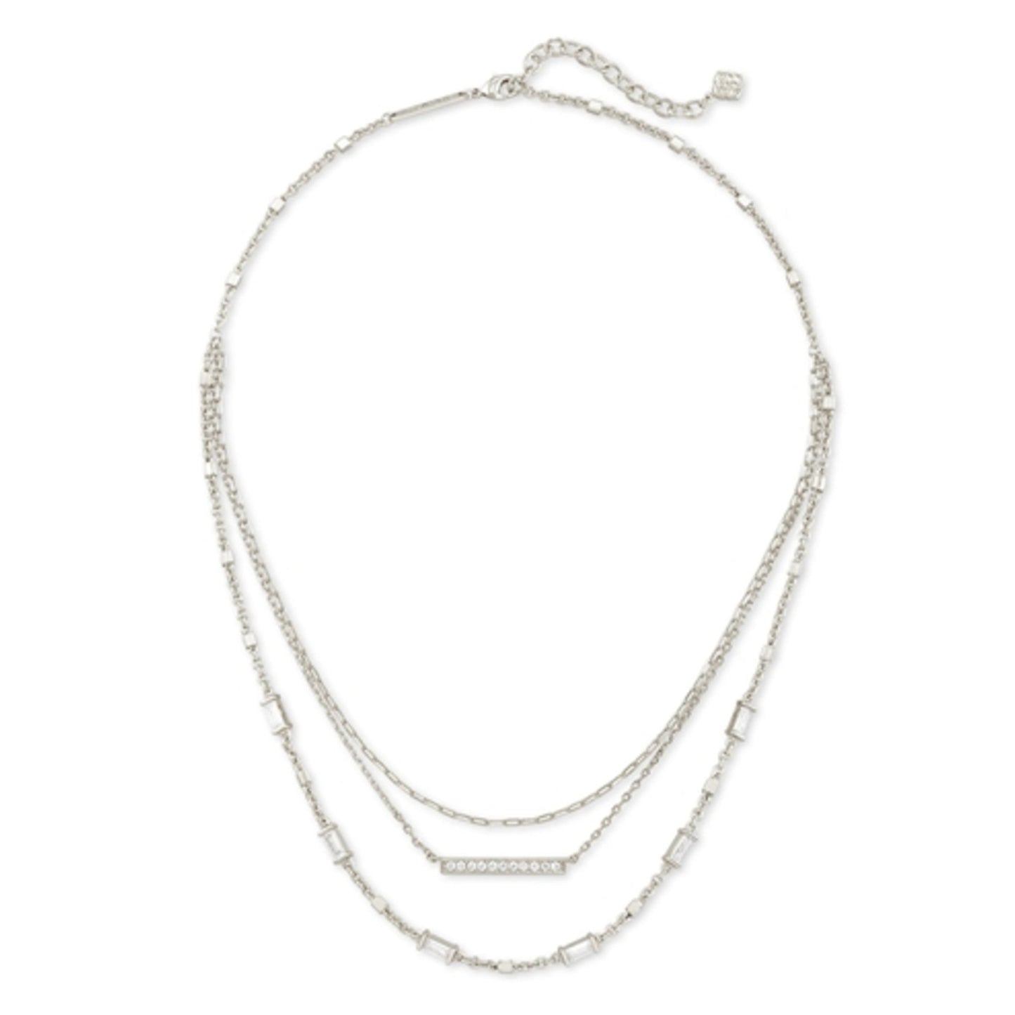 ADDISON MULTI STRAND NECKLACE, RHODIUM