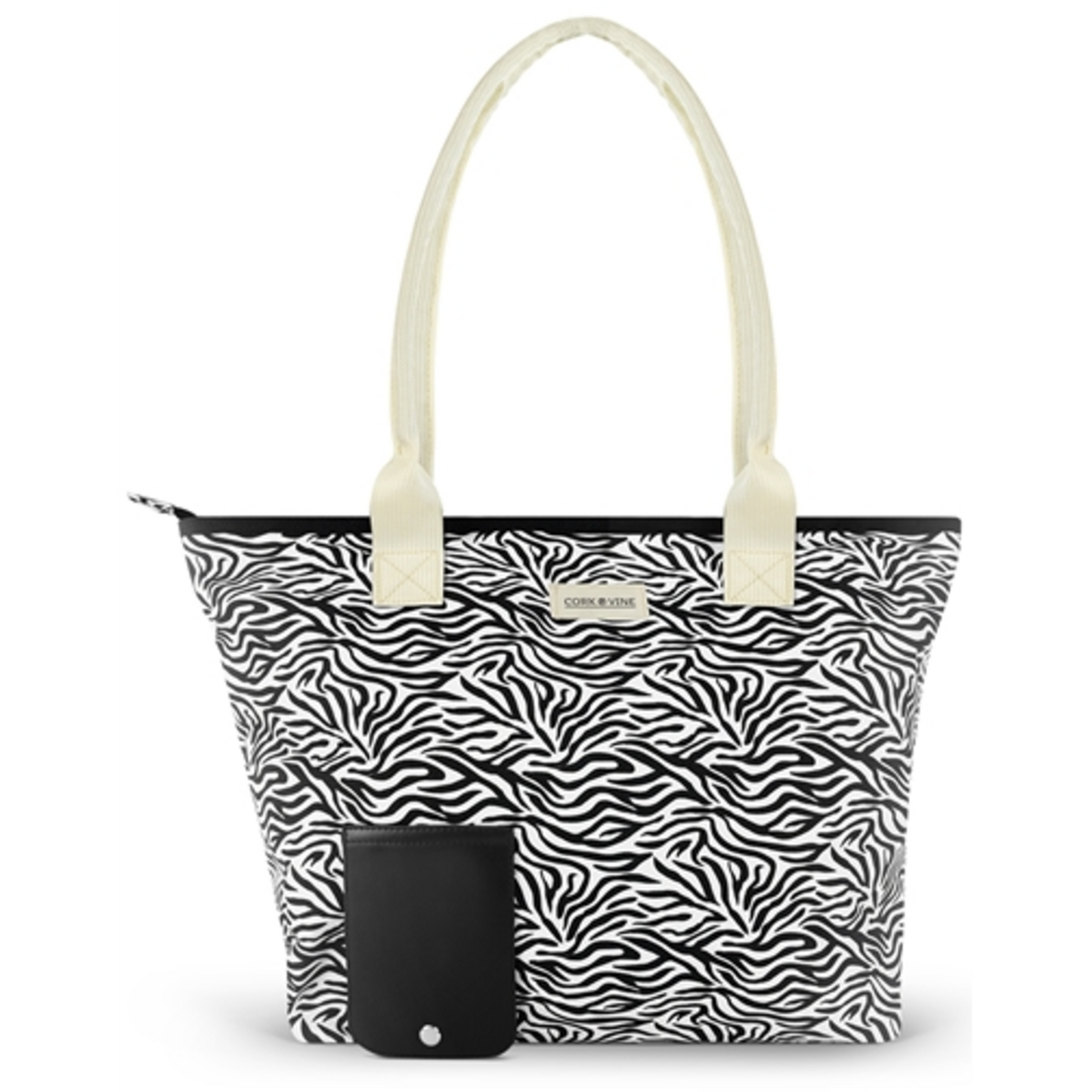WINE TOTE, BLACK AND WHITE