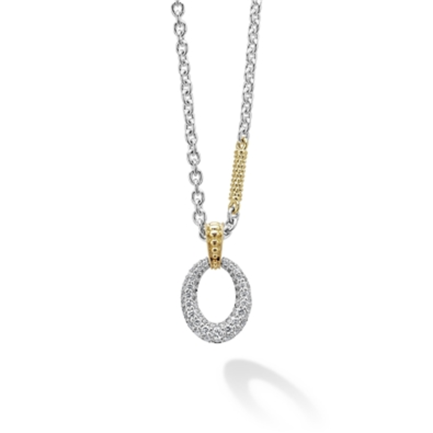 TWO-TONE OVAL DIAMOND PENDANT NECKLACE, 18"