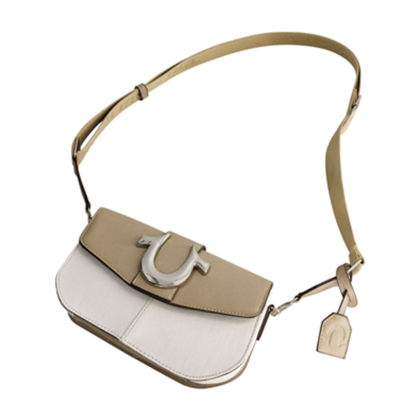LICENSED DENIM SADDLE BAG, TAUPE