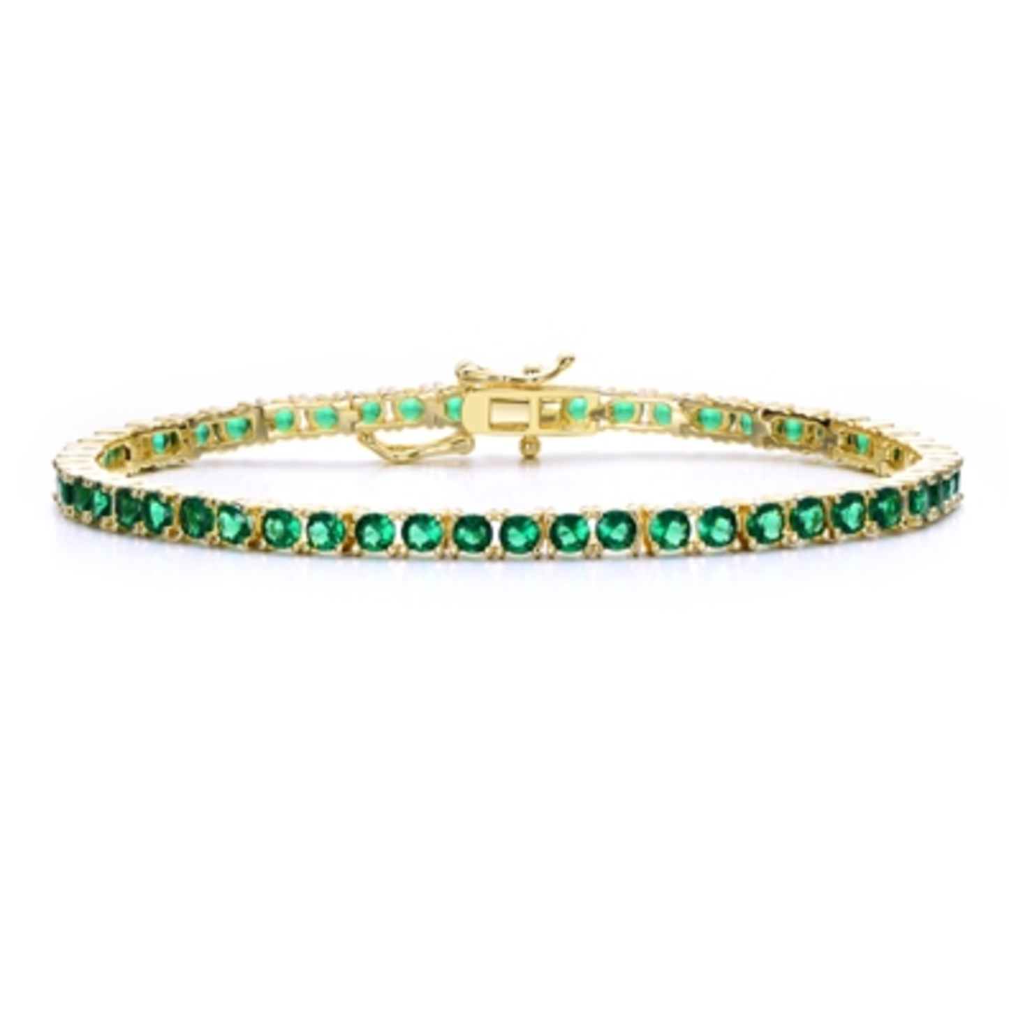 14K GOLD GREEN TENNIS BRACELET, GREEN, 7"