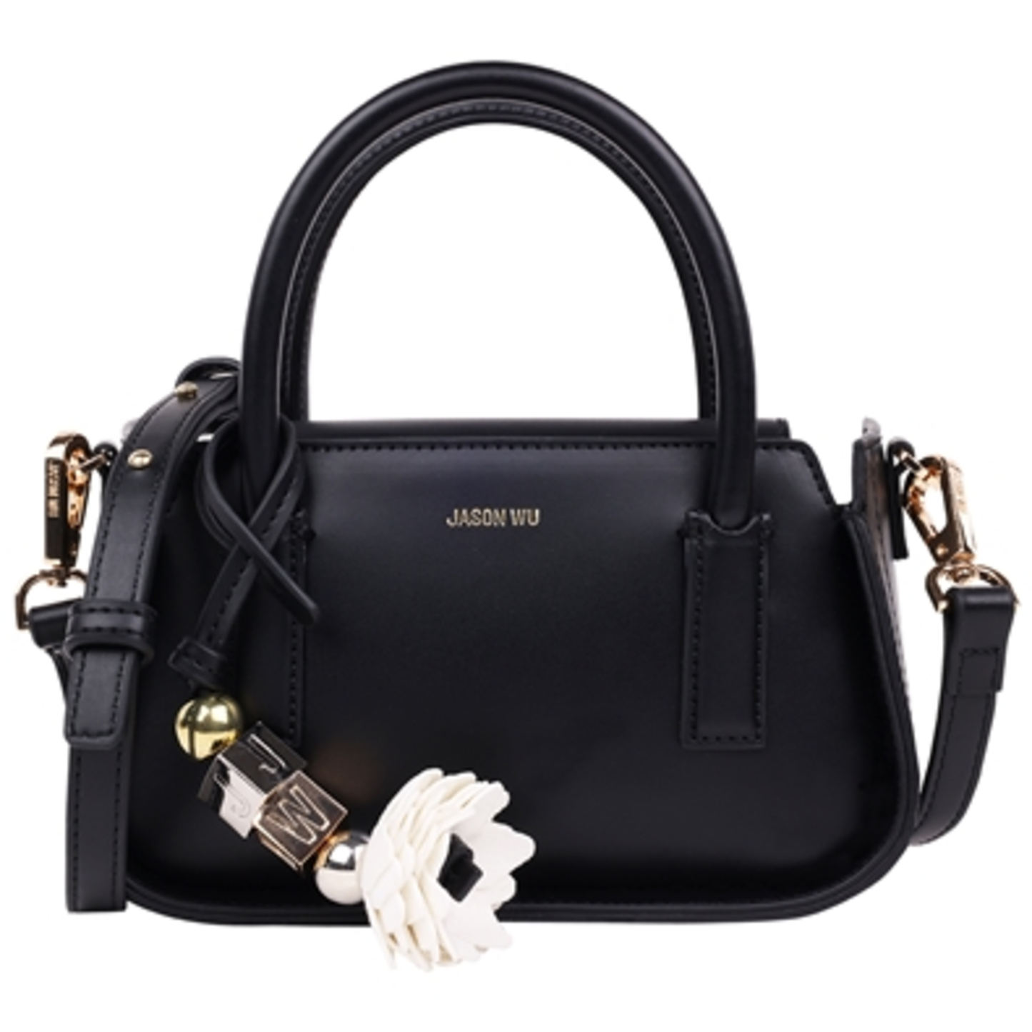 STRUCTURED MINI BAG W/ CROSSBODY STRAP, BLACK