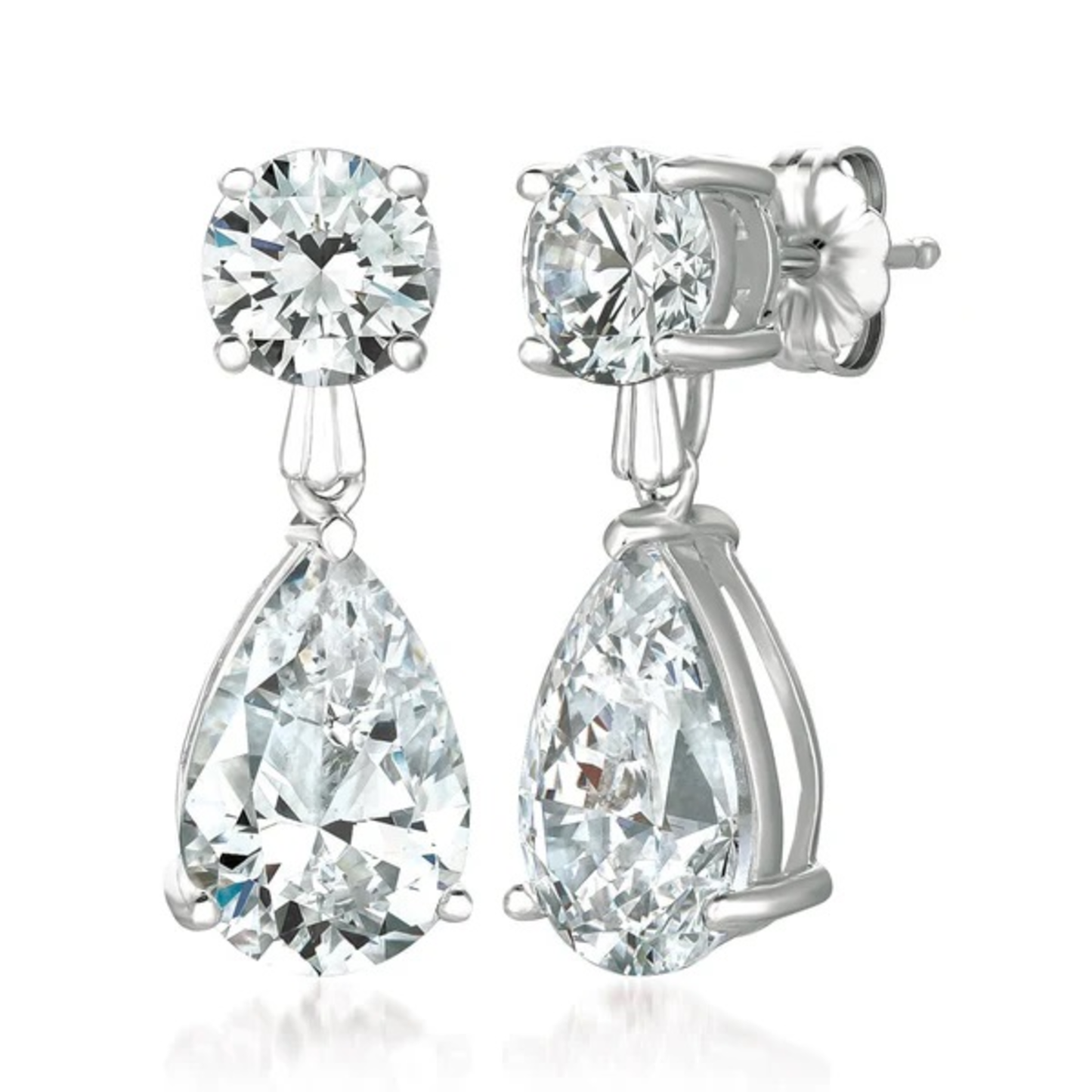 CRISLU CLASSIC PEAR DROP EARRINGS FINISHED IN PURE PLATINUM