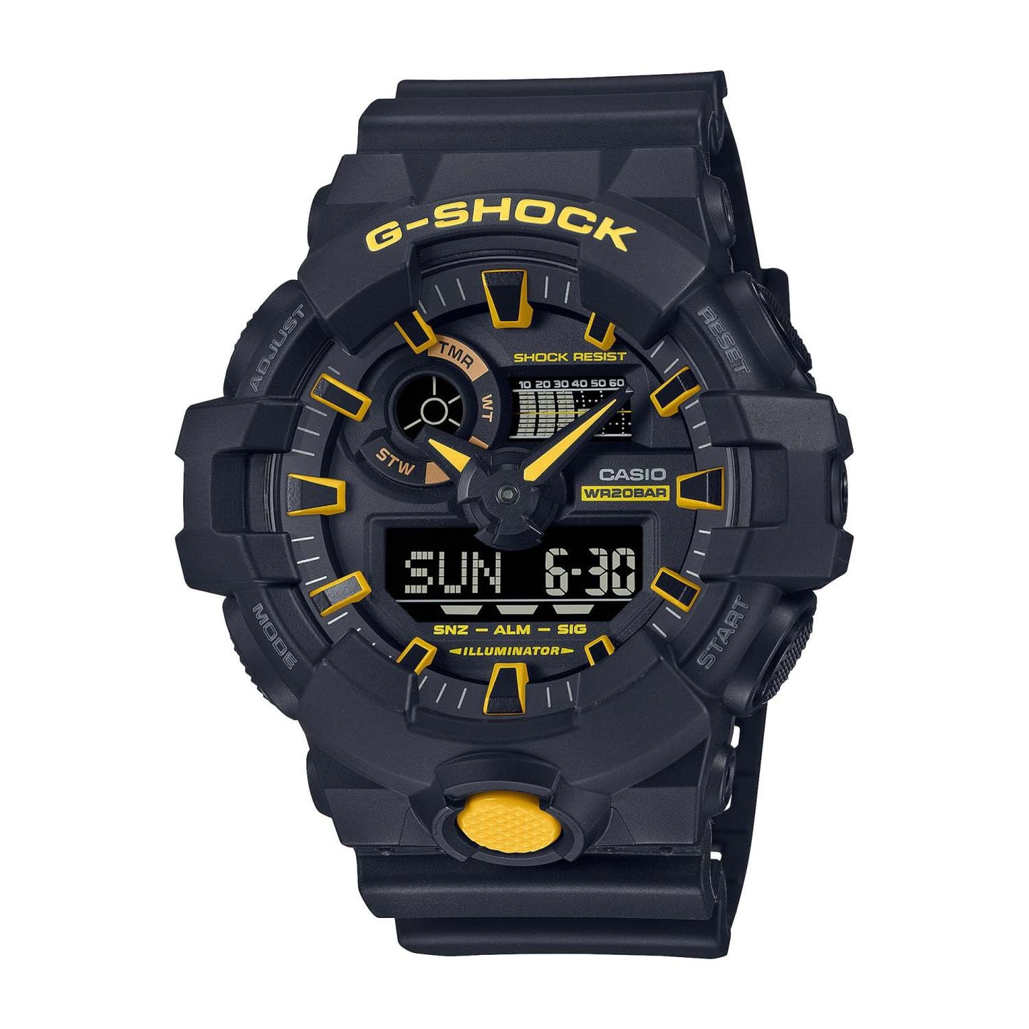 MEN'S G-SHOCK BLACK & YELLOW RESIN ANA-DIGI WATCH