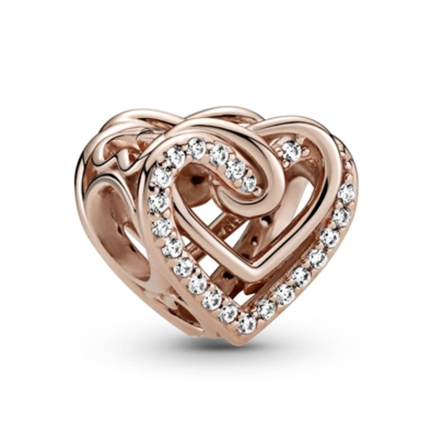 SPARKLING ENTWINED HEARTS CHARM, ROSE GOLD