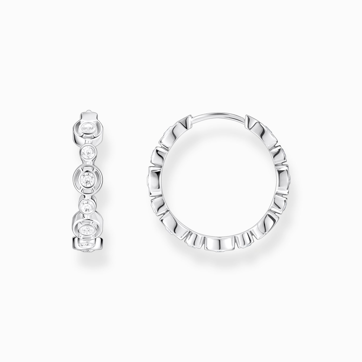 THOMAS SABO CIRCLES HOOP EARRINGS WITH WHITE STONES SILVER