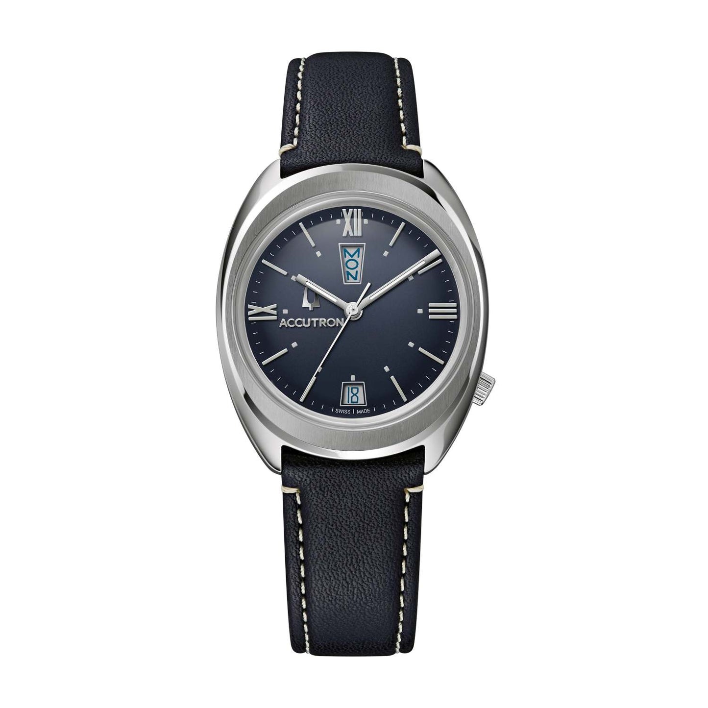 UNISEX LEGACY AUTOMATIC SILVER & DARK BLUE LEATHER WATCH DARK BLUE DIAL