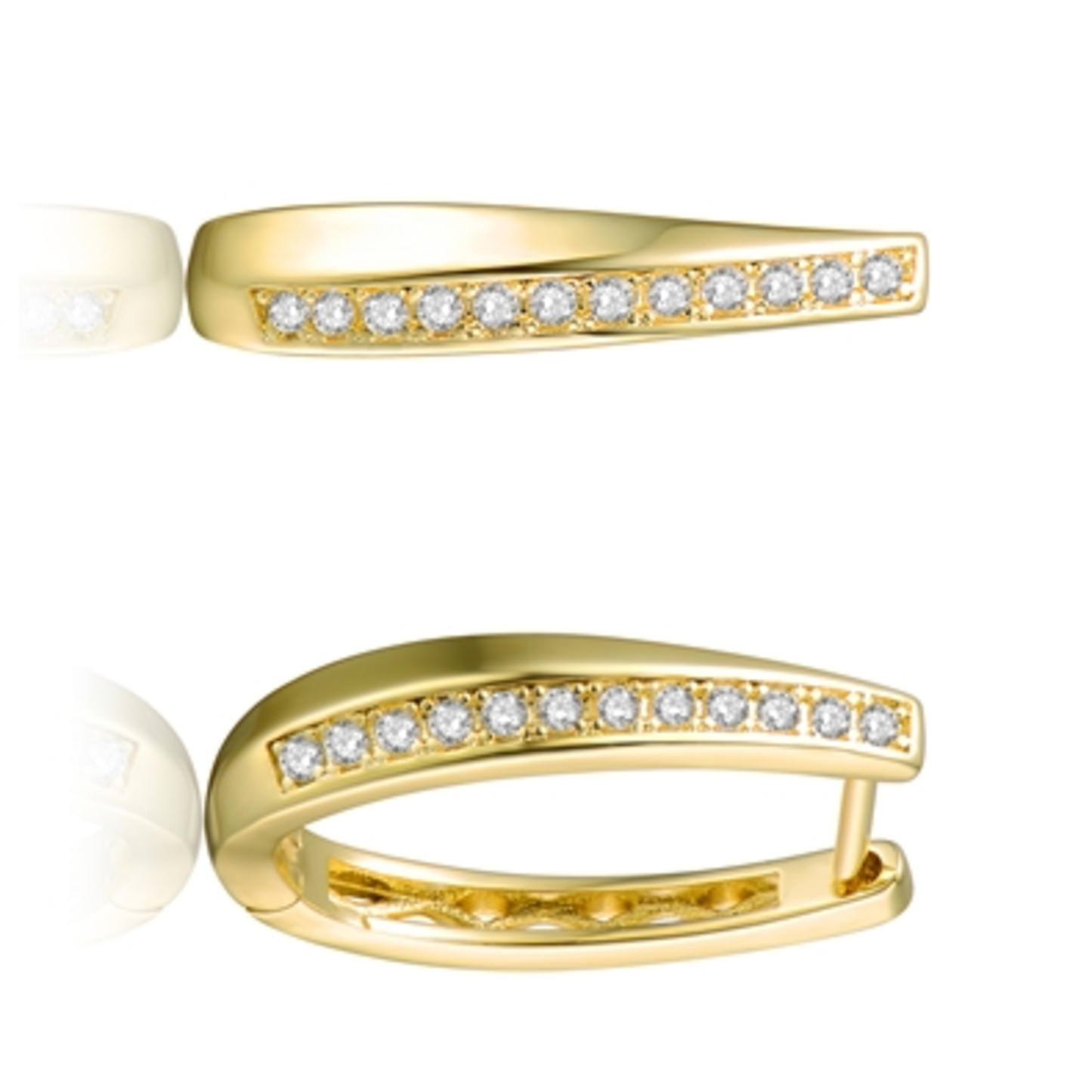 14K GOLD GLEAMING HINGED EARRINGS, GOLD