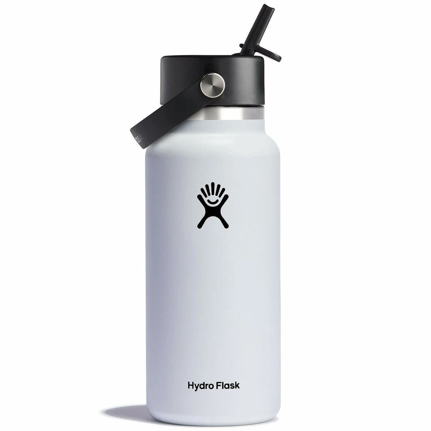HYDRO FLASK 32 OZ. WIDE MOUTH BOTTLE W/FLEX STRAW CAP - WHITE