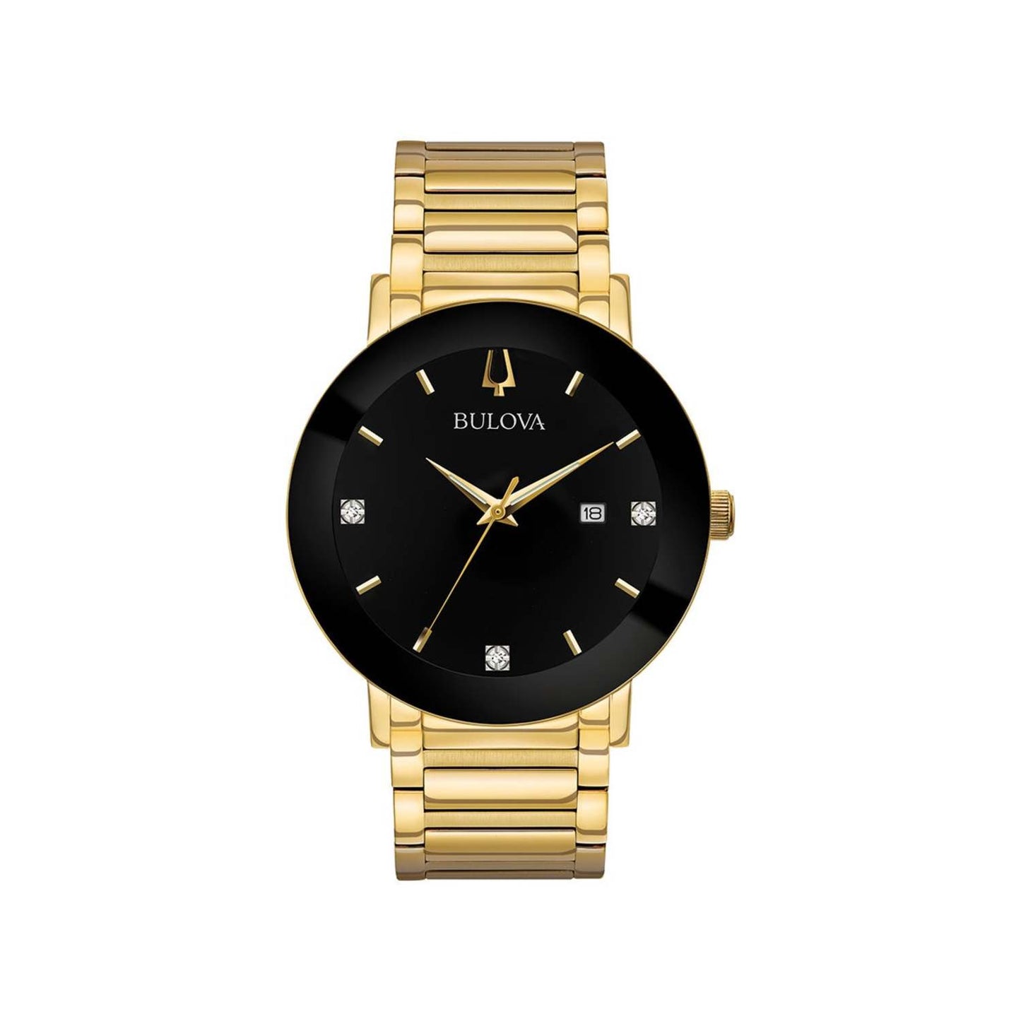 MEN'S FUTURO MODERN GOLD-TONE STAINLESS STEEL WATCH, BLACK DIAL