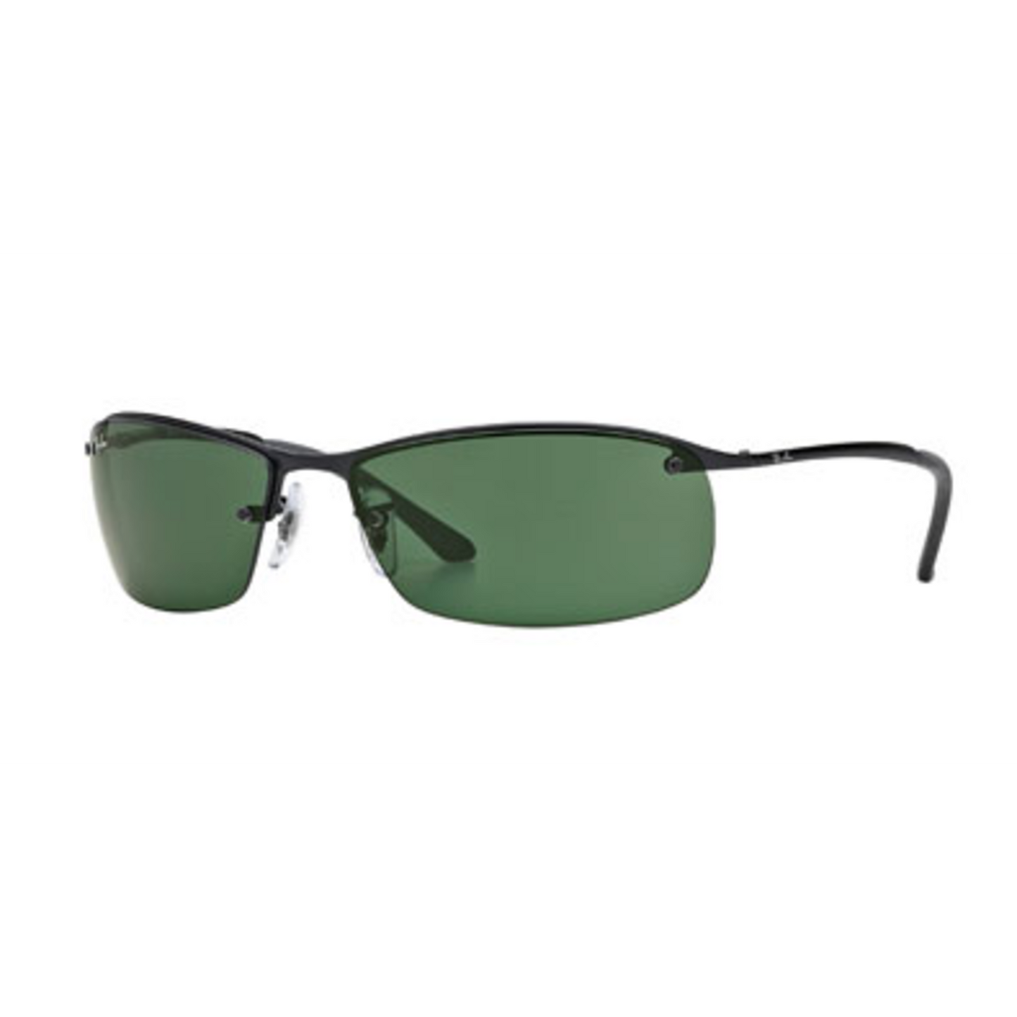 RIMLESS WRAP MEN'S NON-POLAR SUNGLASSES, BLACK/GREEN, 63