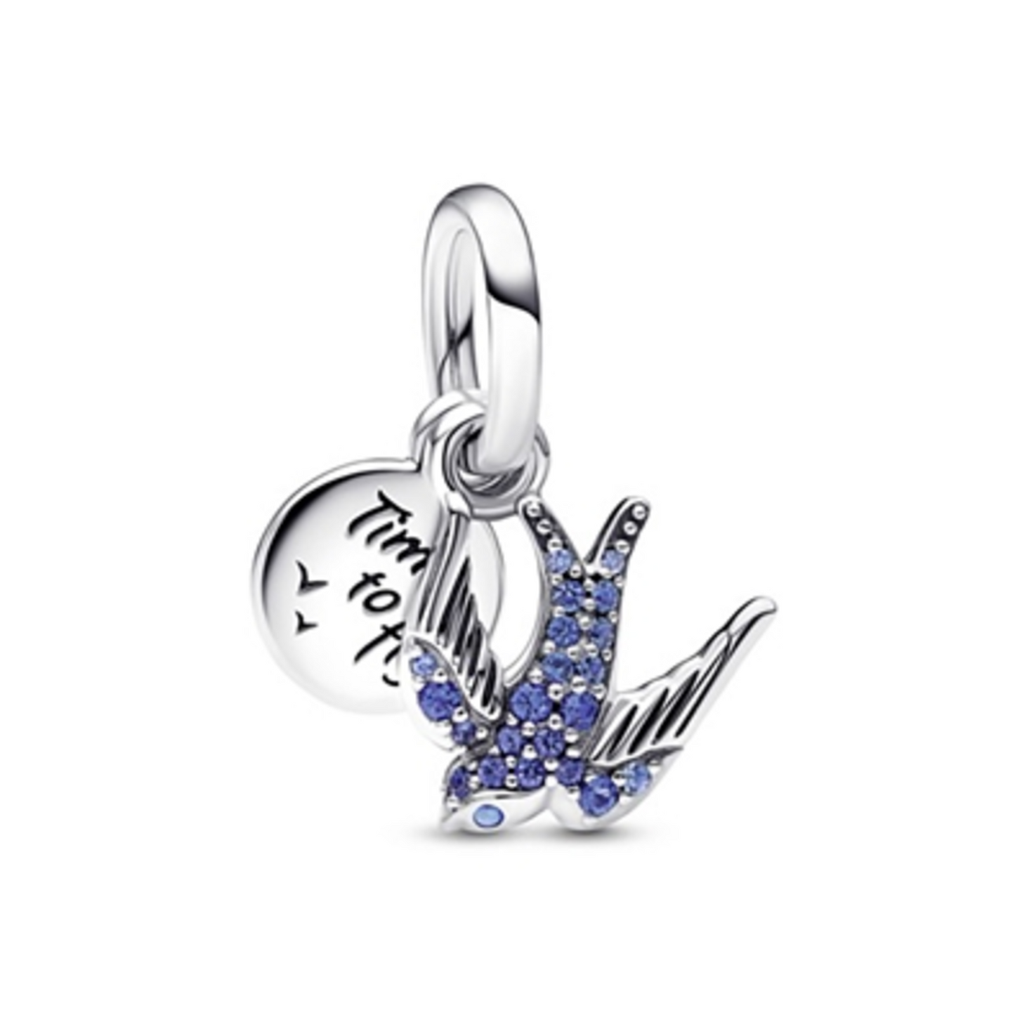 SPARKLING SWALLOW AND QUOTE DOUBLE DANGLE, BLUE