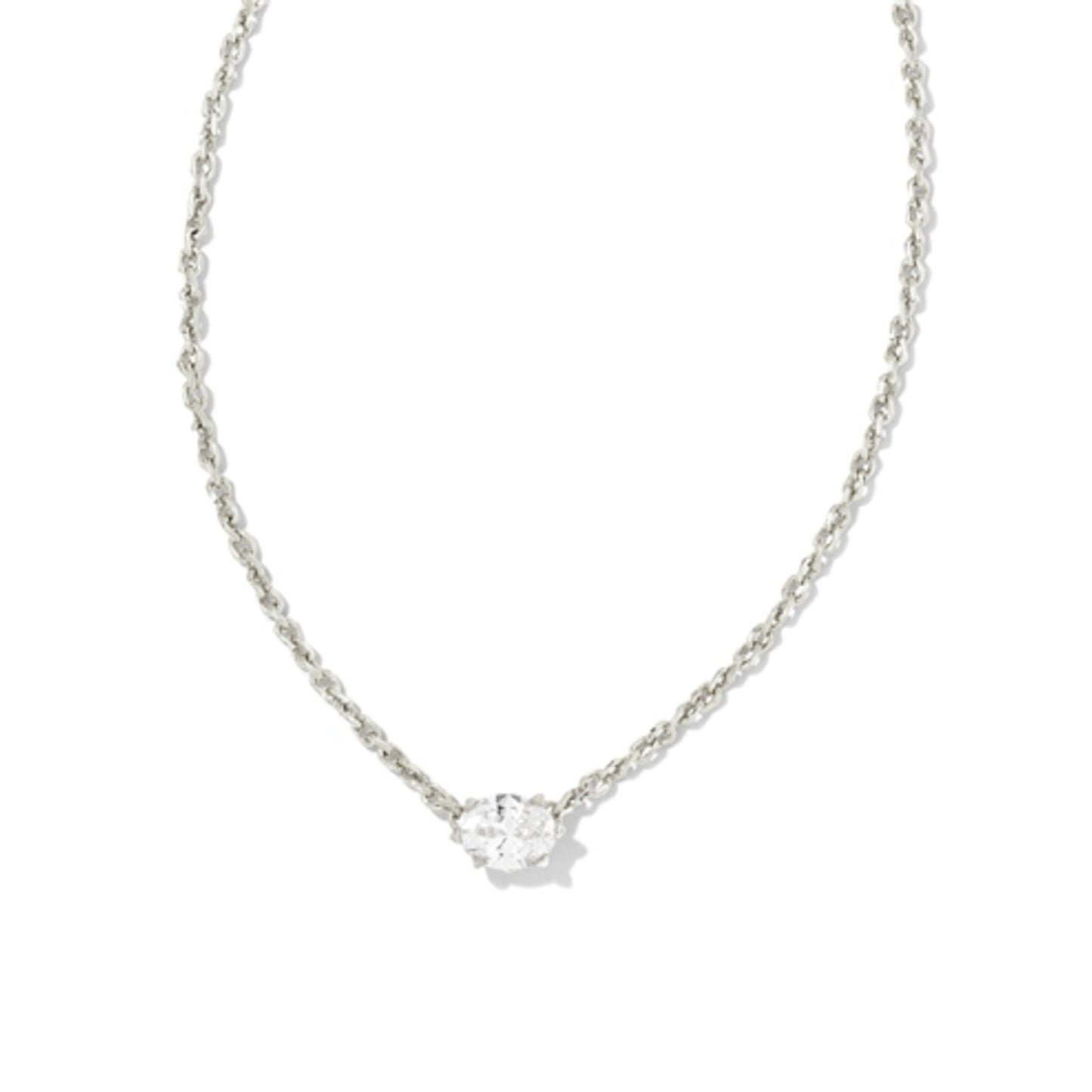 CAILIN CRYSTAL PENDANT NECKLACE, RHODIUM/WHITE CZ