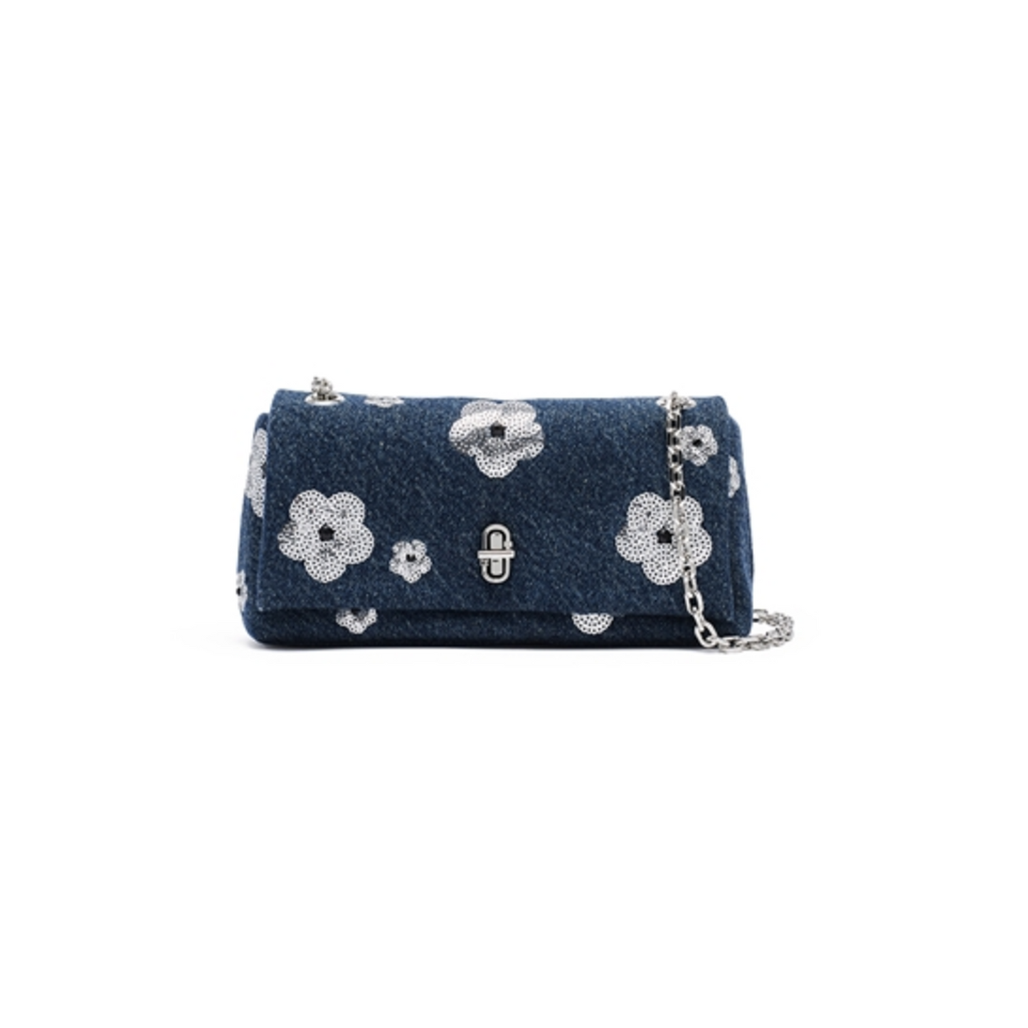 THE SEQUIN DAISY DENIM MINI BAG, VINTAGE INDIGO