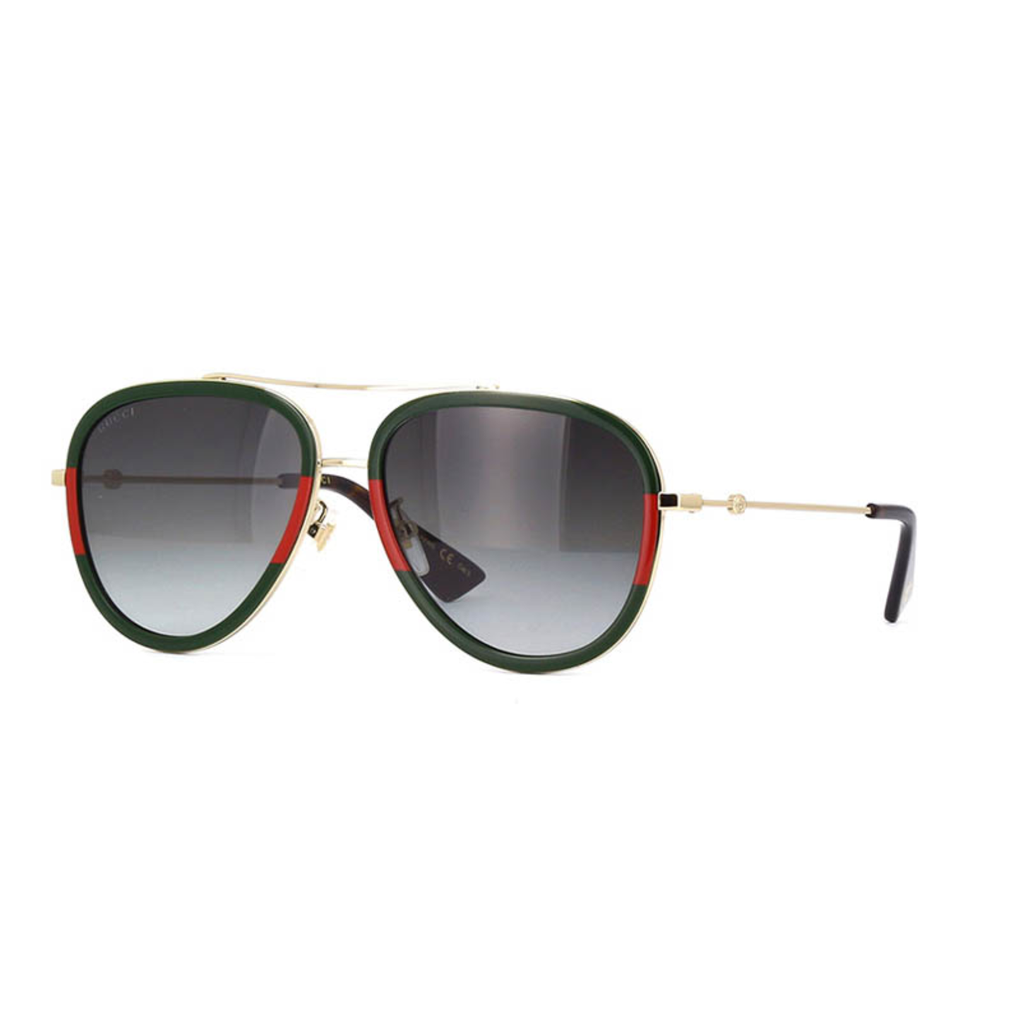 LADIES AVIATOR SUNGLASSES - (GOLD AND GREEN)