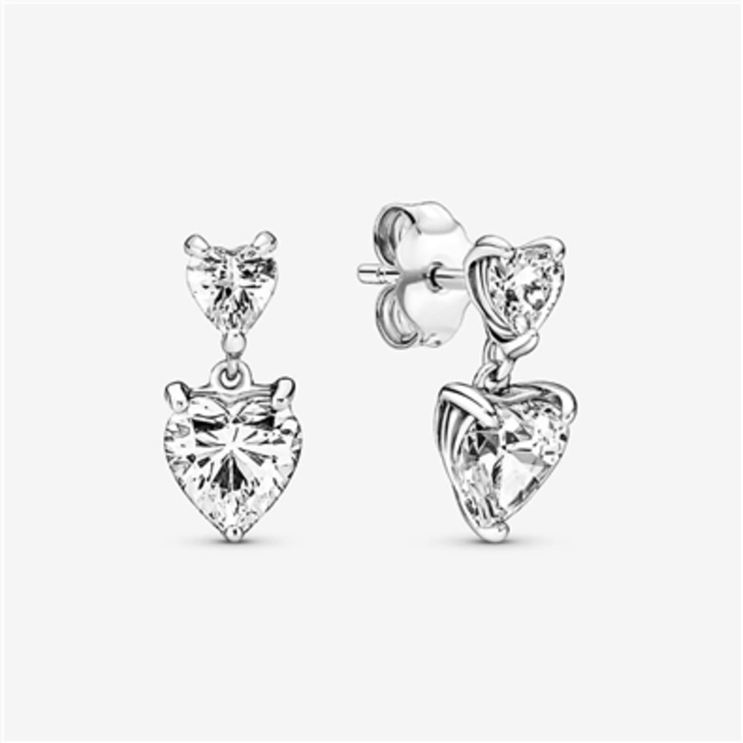 DOUBLE HEART SPARKLING STUD EARRINGS
