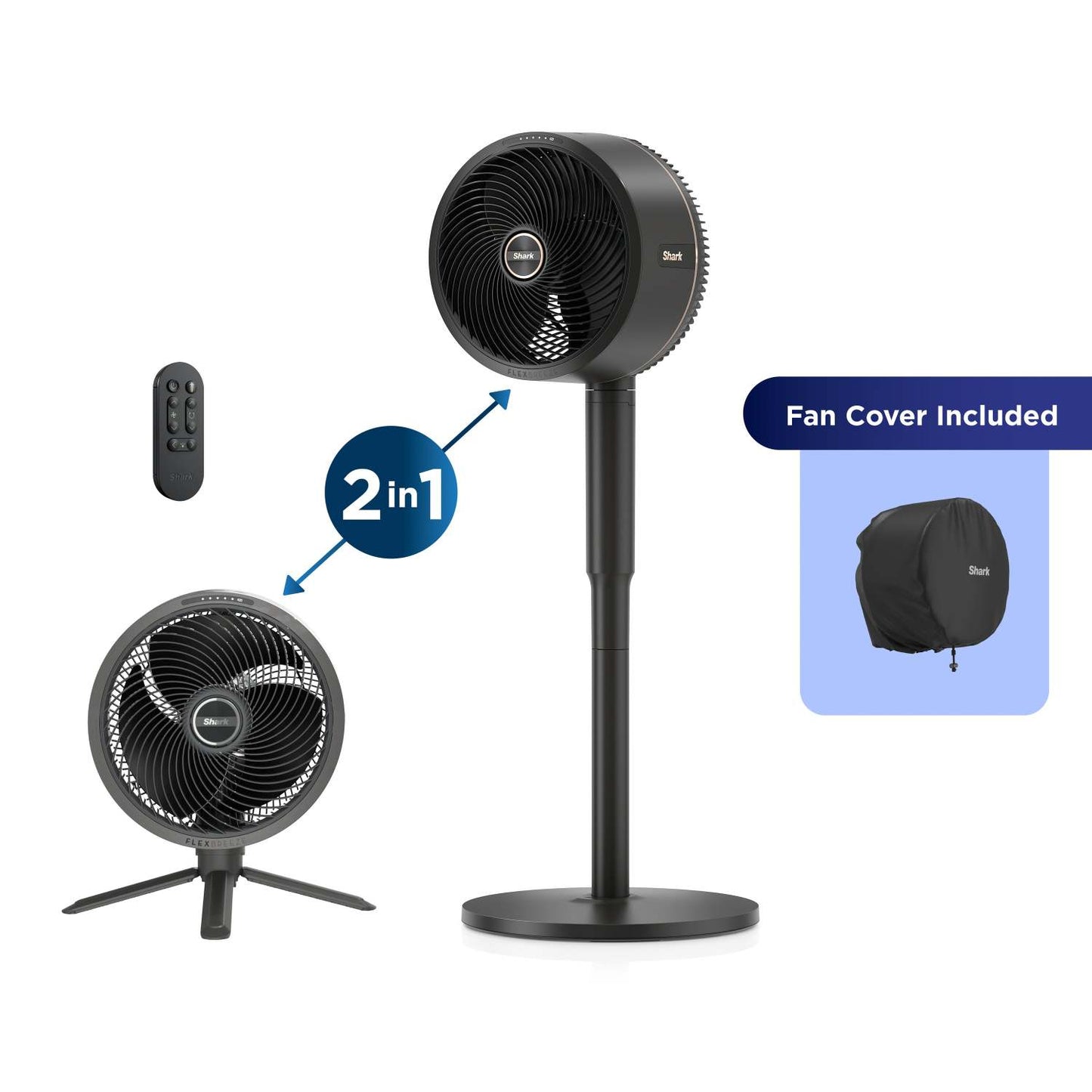 FLEXBREEZE INDOOR & OUTDOOR PEDESTAL & TABLE FAN W/ COVER