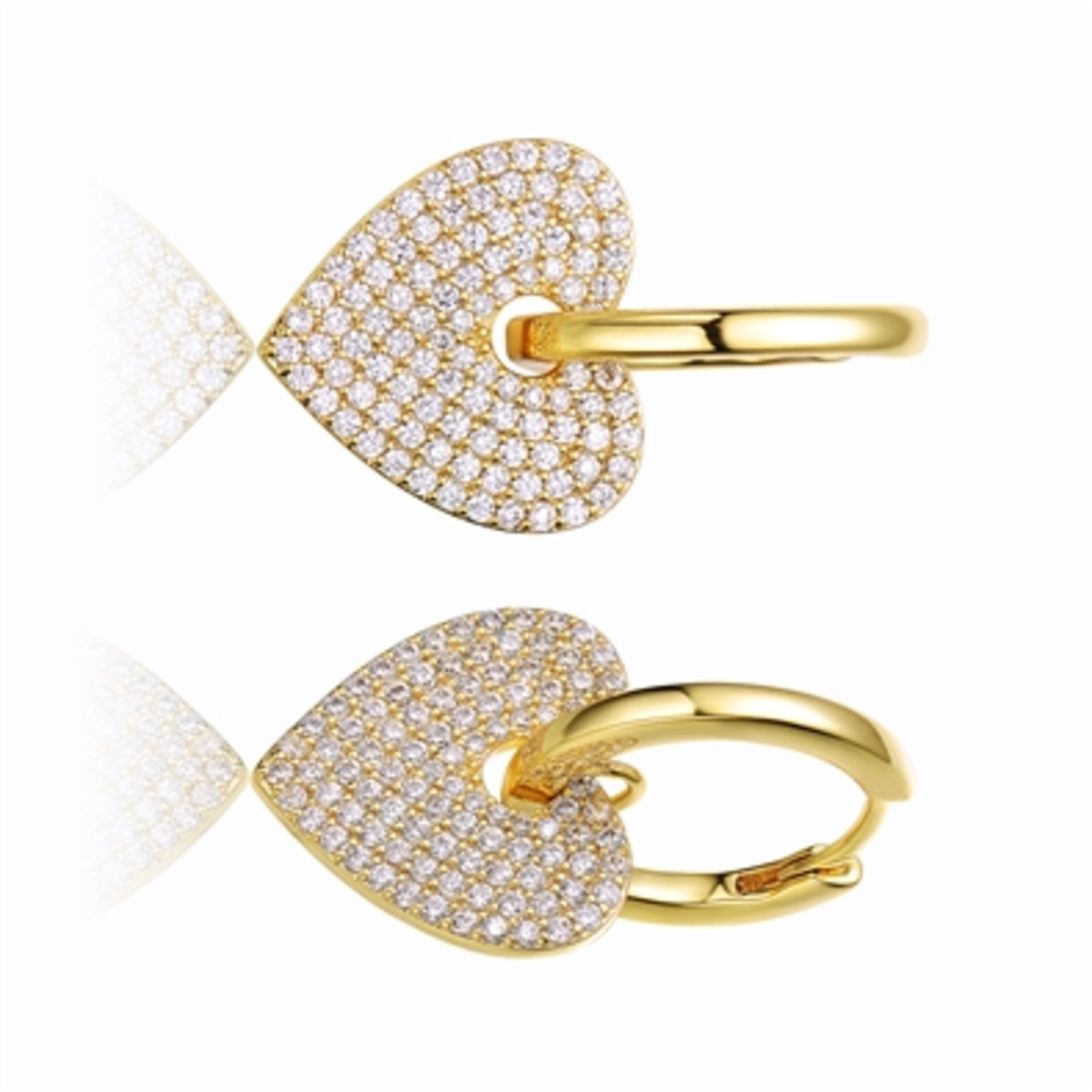 14K GOLD HEART HOOP EARRINGS, GOLD