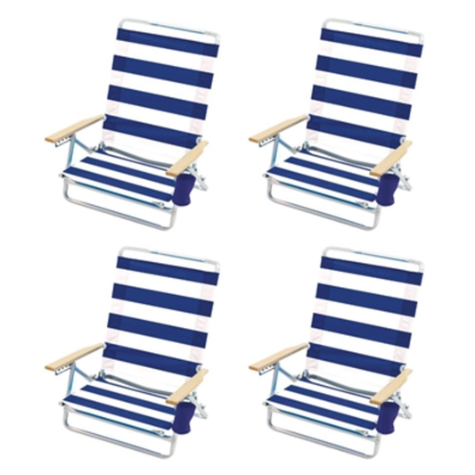 5 POSITION LAY FLAT CHAIR W/ WOOD ARMS, MULTI, 4 PACK