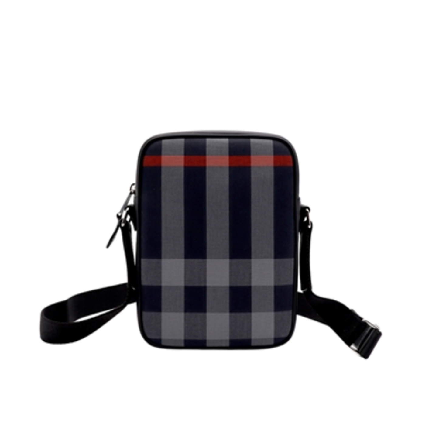 BURBERRY CHECK CAMERA BAG, NAVY/GREY CHECK