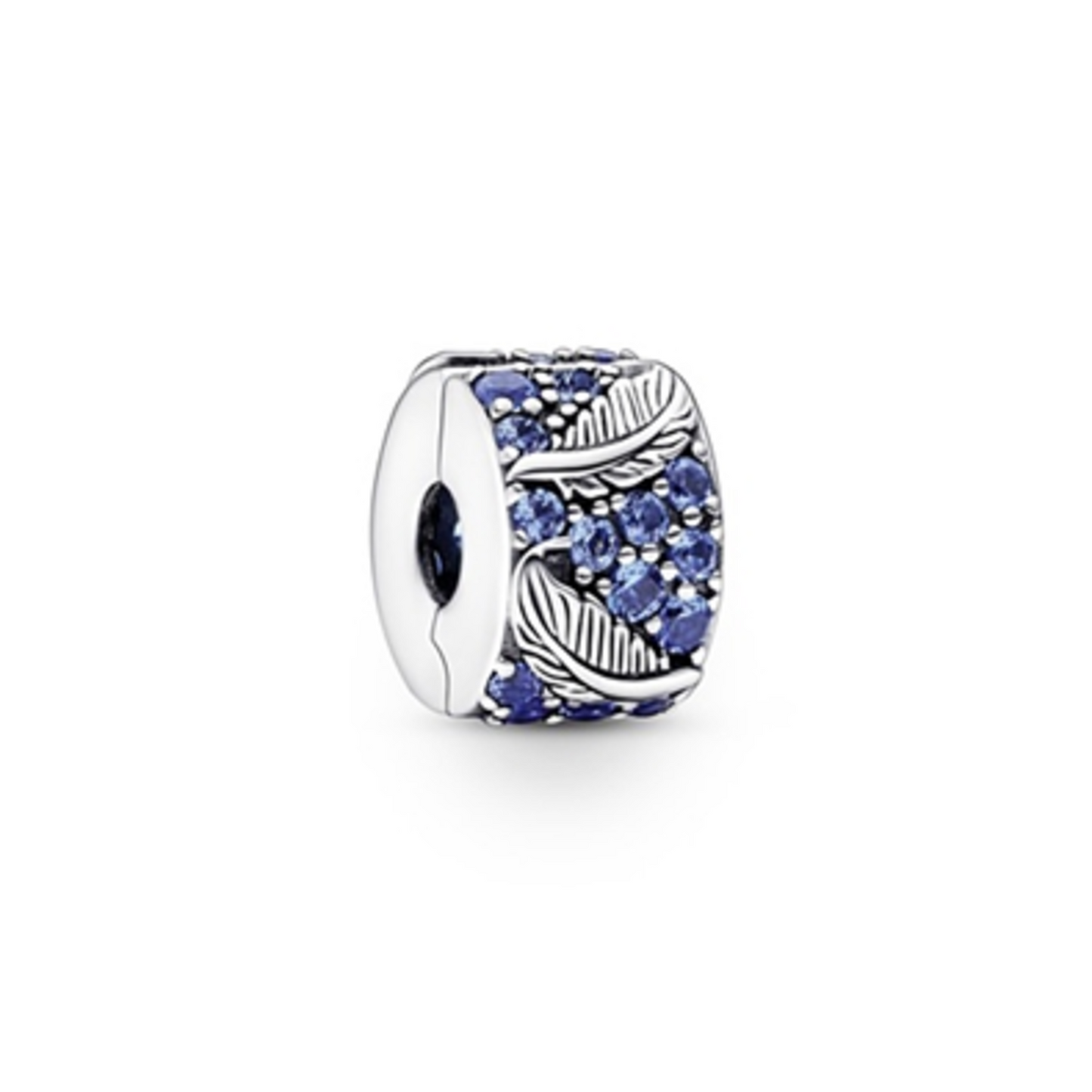 CURVED FEATHER AND PAVÉ CLIP CHARM, BLUE