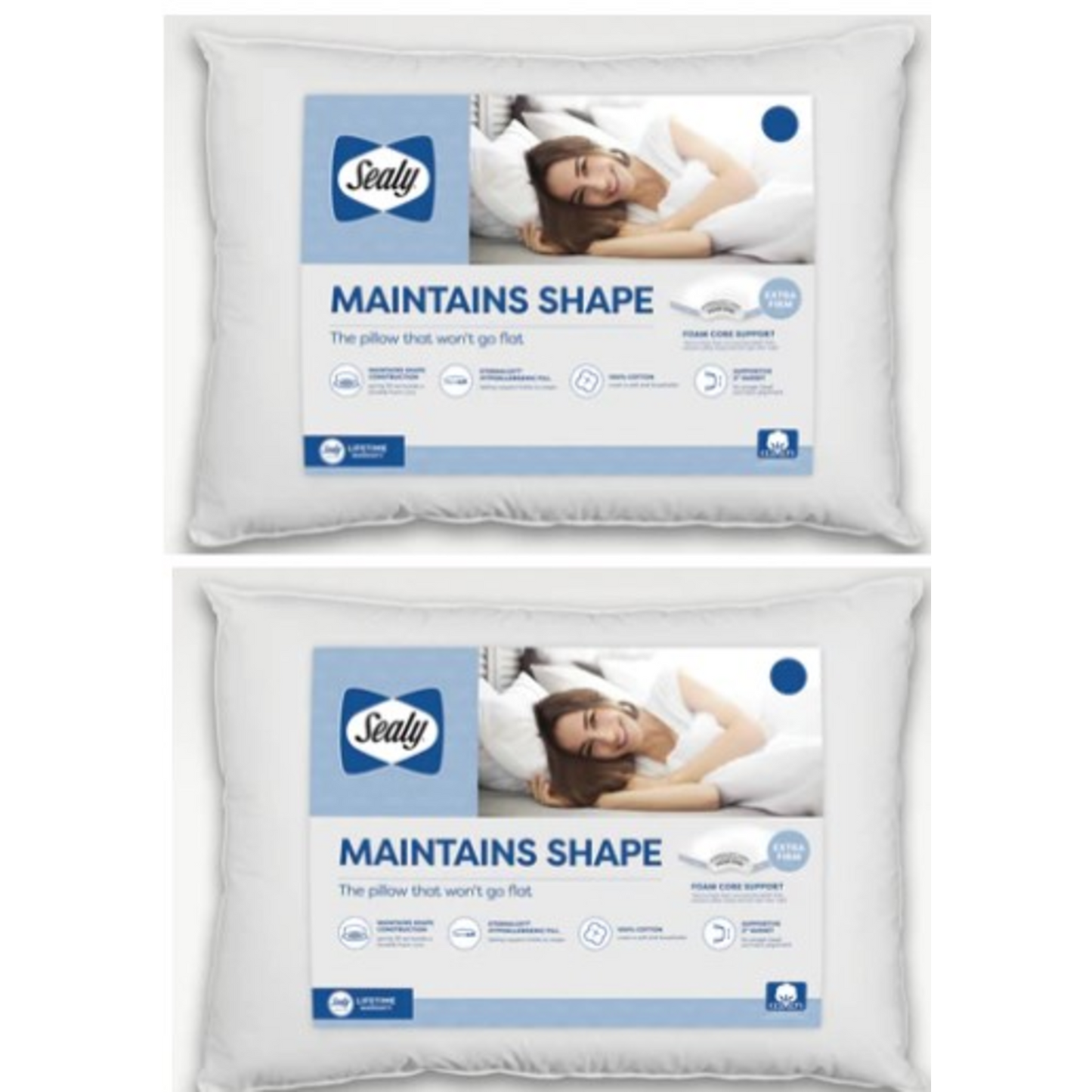 SEALY MAINTAINS SHAPE PILLOW SET OF 2 - JUMBO