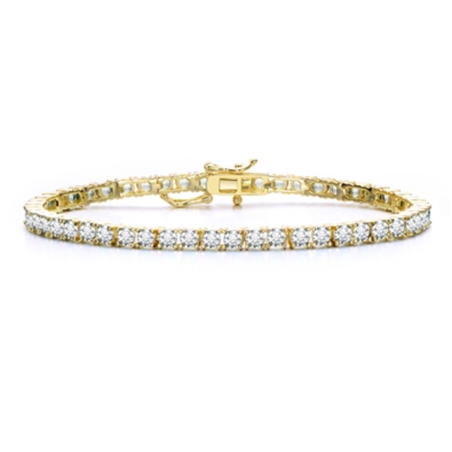 14K GOLD WHITE TENNIS BRACELET, GOLD, 7"