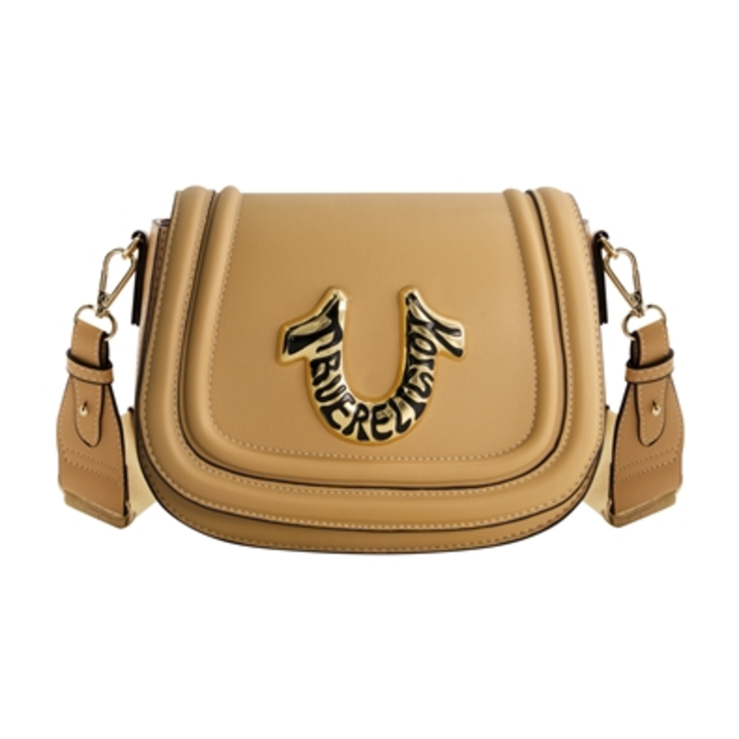 TRUE RELIGION WOMEN'S CROSSBODY BAG LOGO, CAMEL