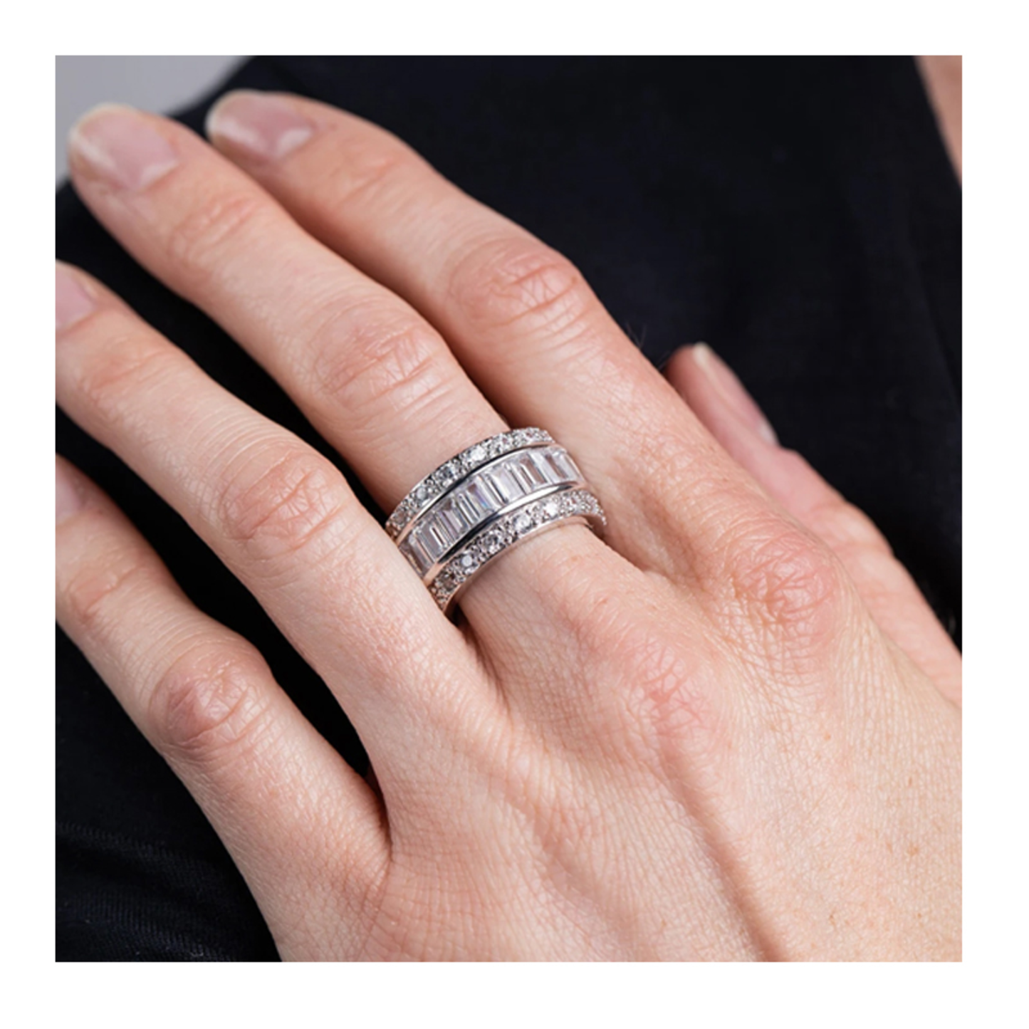 EMERALD CHANNEL TRIPLE CZ ETERNITY BAND - (6 CARAT) - (SIZE 8)