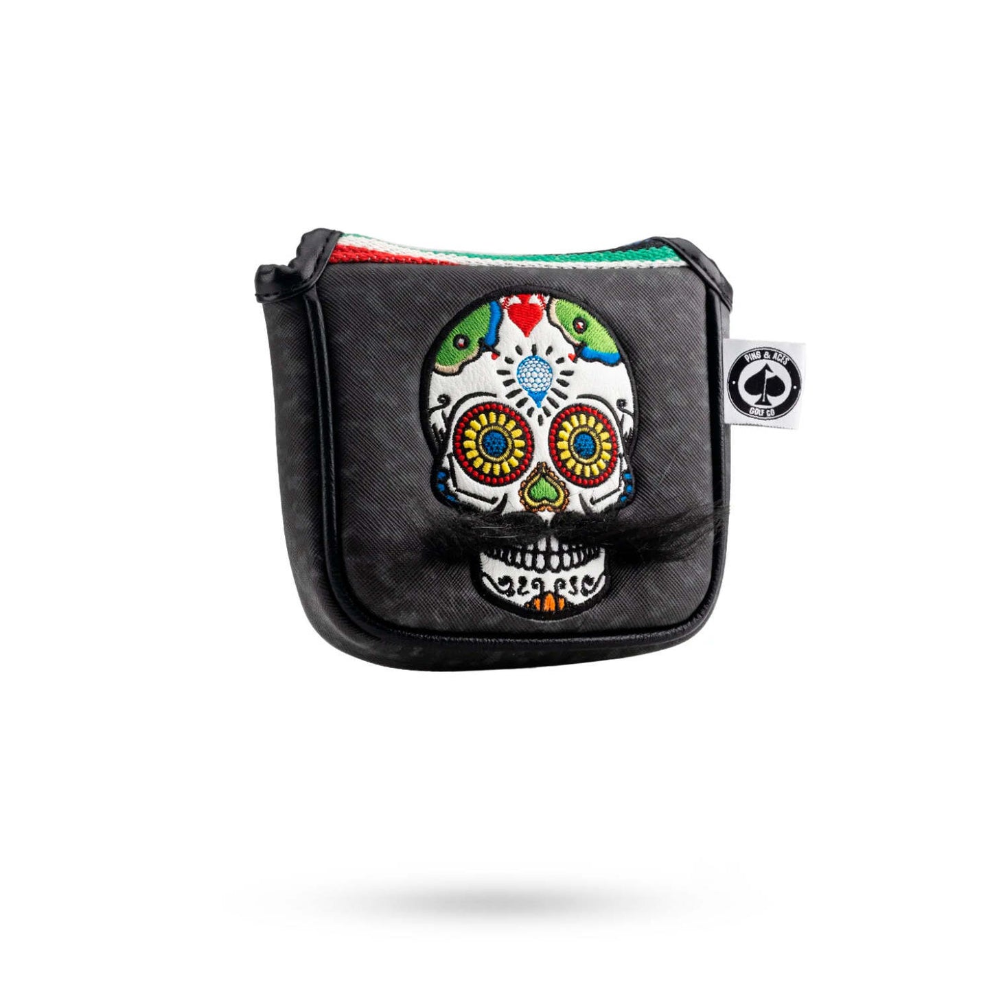 MUSTACHE SUGAR SKULL - MALLET PUTTER COVER GRAY CAMO