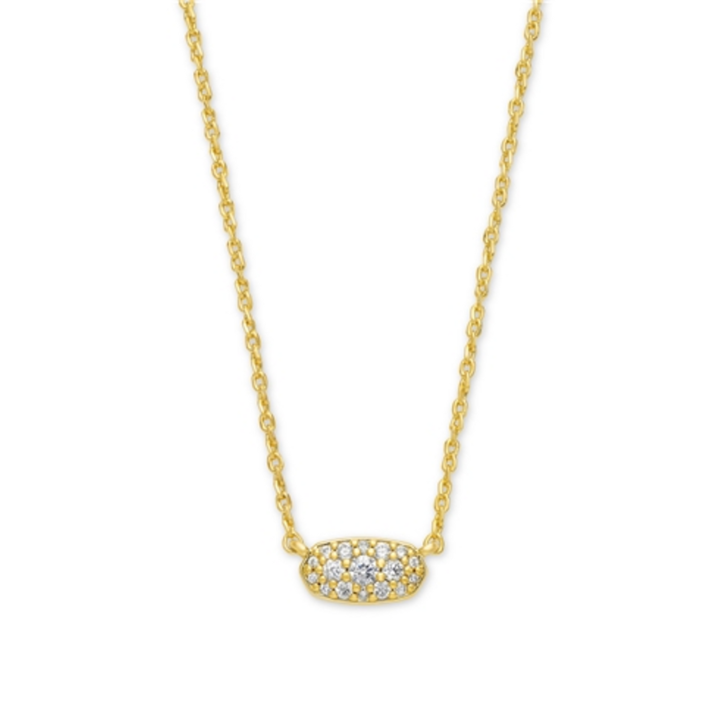 GRAYSON CRYSTAL PENDANT NECKLACE, GOLD METAL WHITE CZ