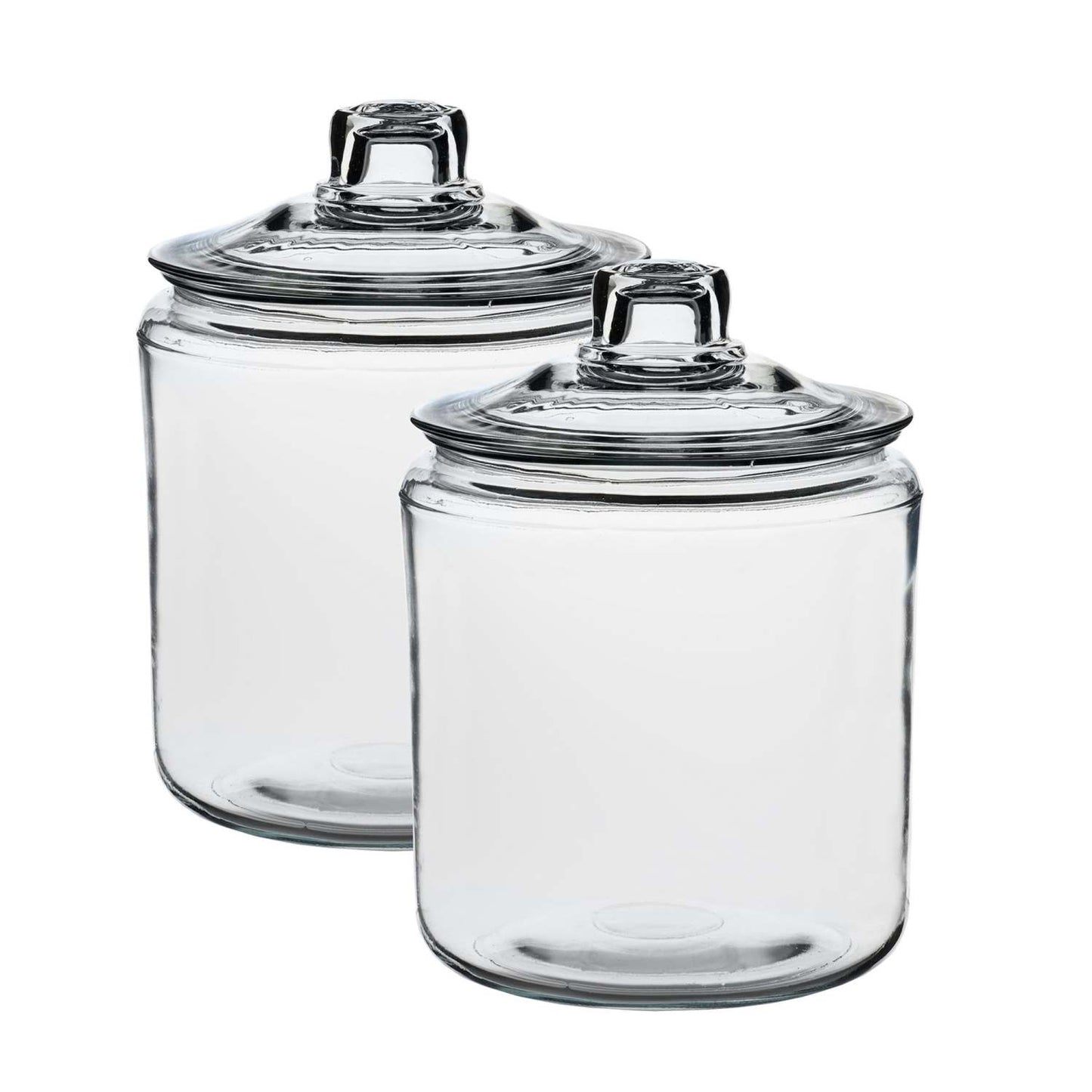 SET OF 2 HERITAGE HILL 1/2 GALLON GLASS JARS W/ LIDS