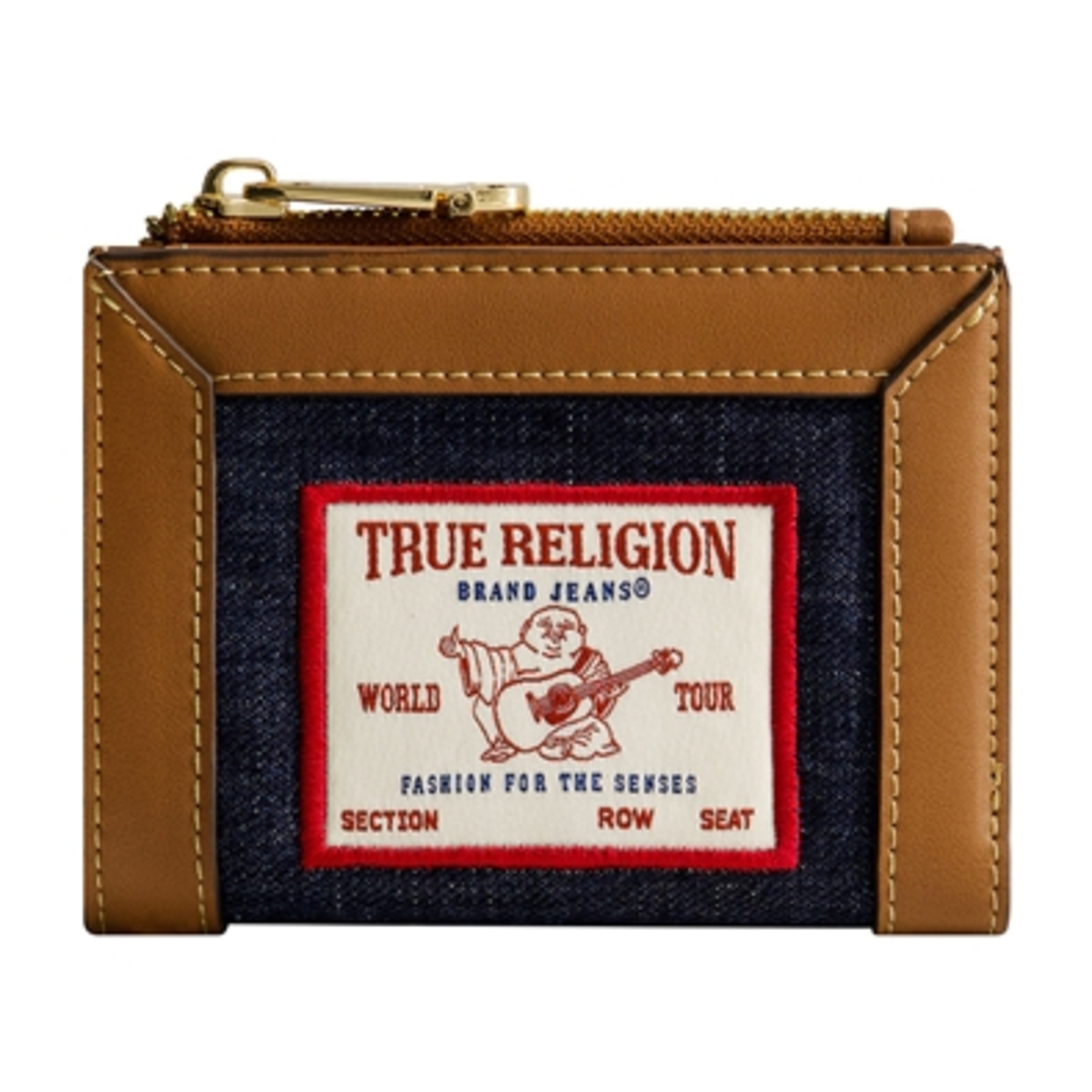 BUDDHA PATCH SMALL DENIM WALLET, DARK DENIM