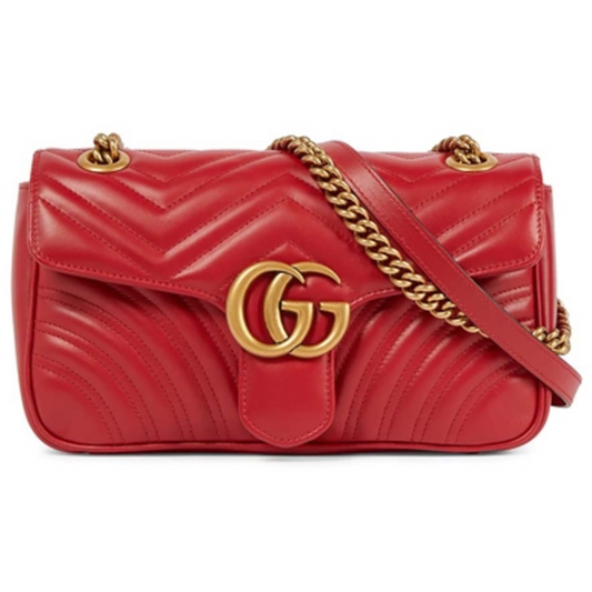 GG MARMONT SUPER MINI MATELASSÉ BAG, HIBISCUS RED