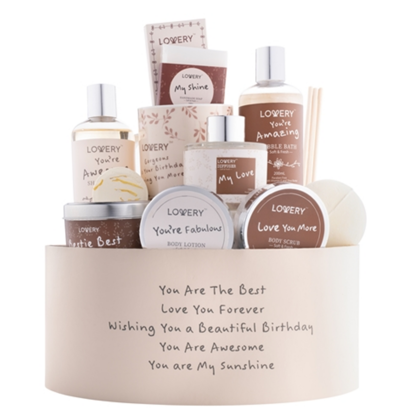 BIRTHDAY GIFT BASKET, PINK, 15 PIECES