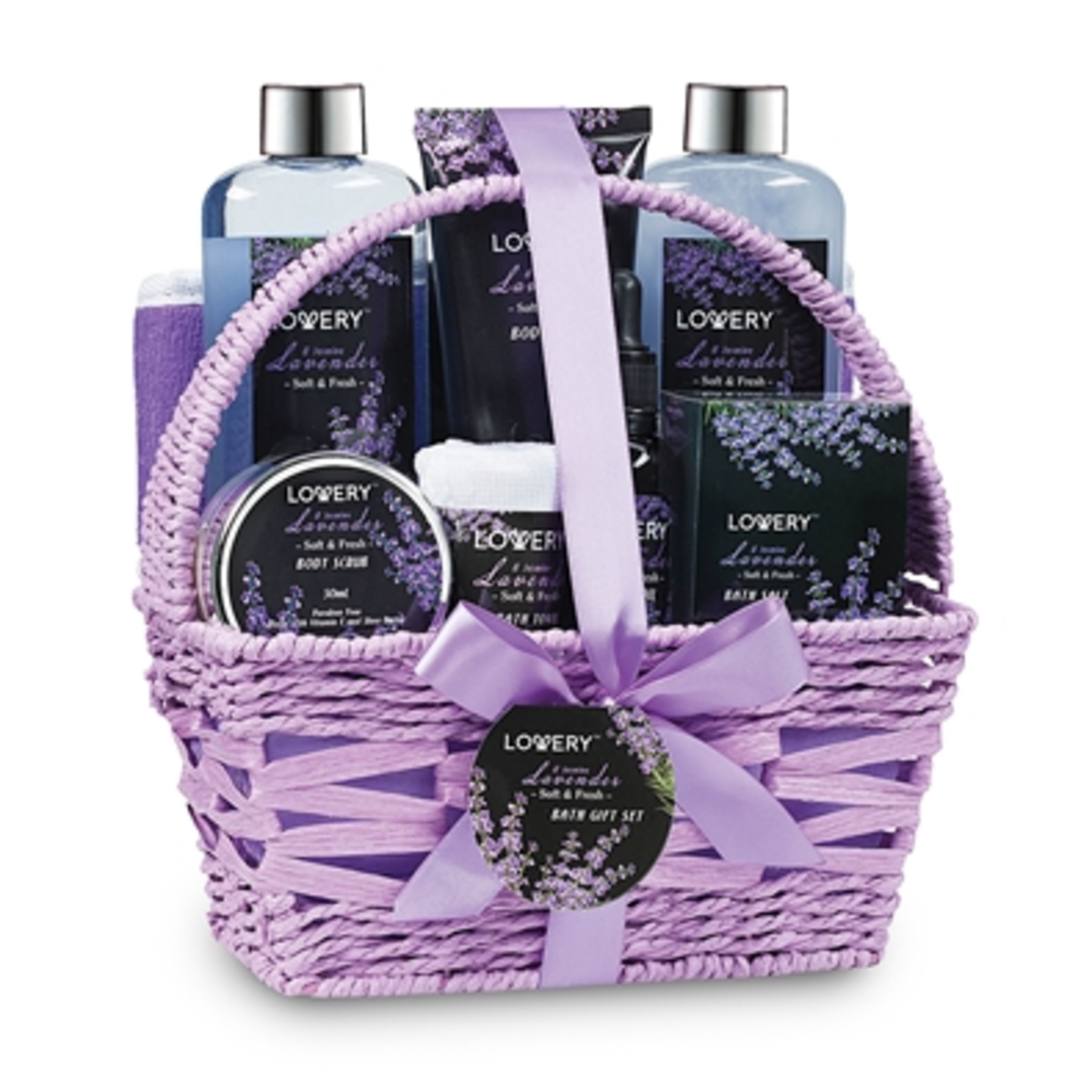 LAVENDER  AND  JASMINE SPA BATH GIFT SET, PURPLE, 9 PIECES