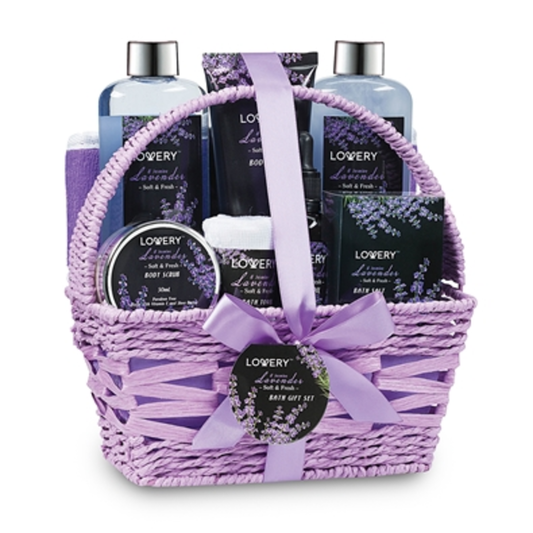 LAVENDER  AND  JASMINE SPA BATH GIFT SET, PURPLE, 9 PIECES